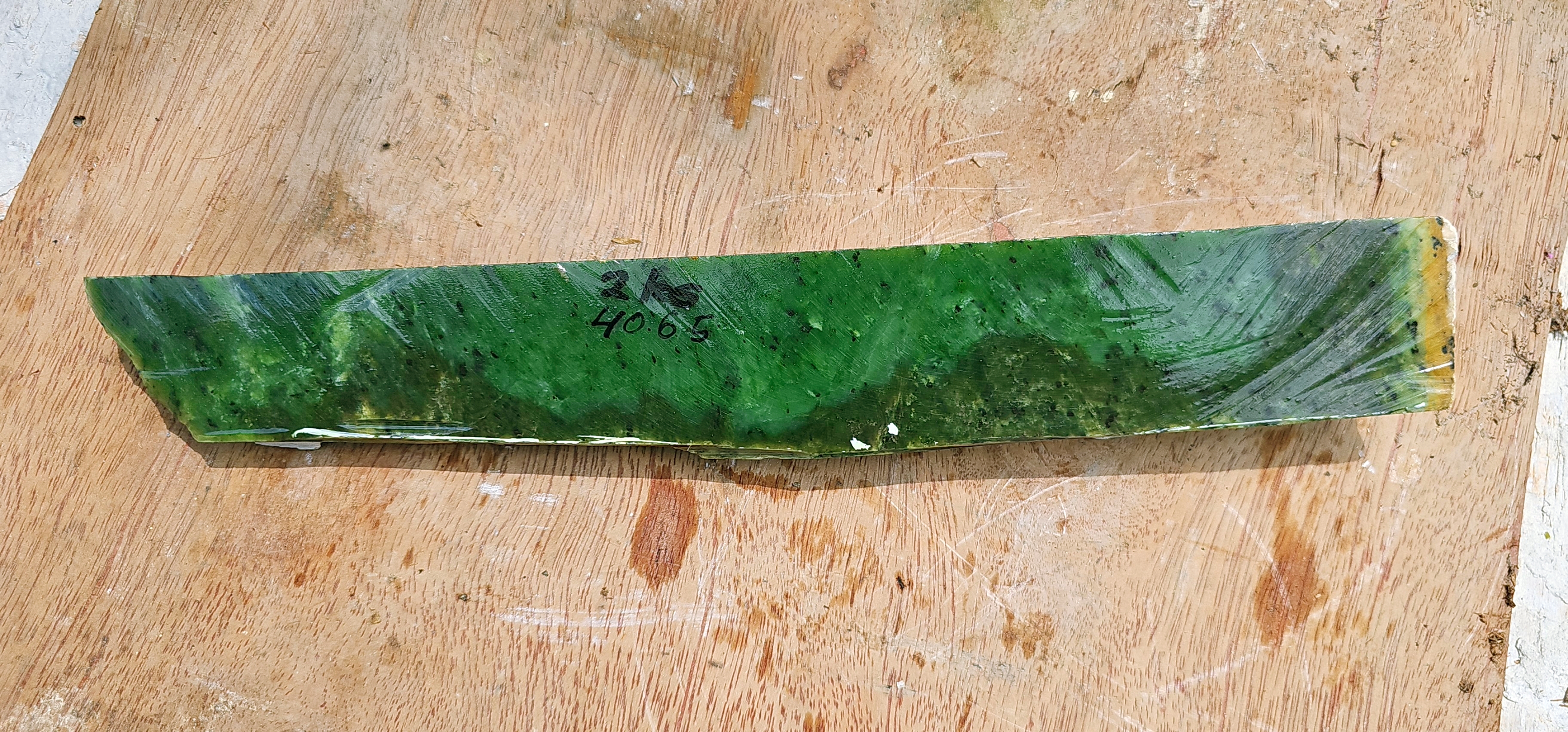 Aceh Deep Nephrite Jade Slab with Moss Green Mineral Mottling and Natural Rough Edges – 2 KG
