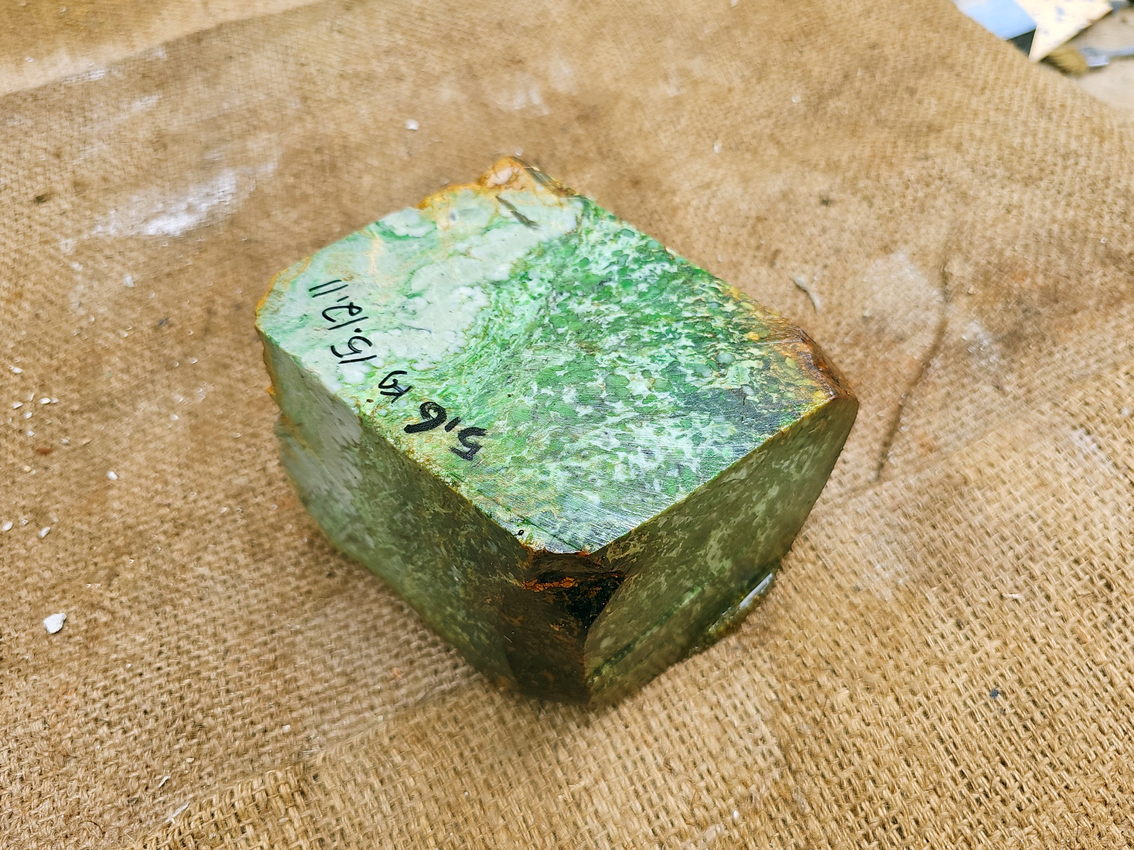 Aceh Natural Moss Green and Creamy White Nephrite Jade with Organic Mottled Patches Rough Stone – 5.6 KG