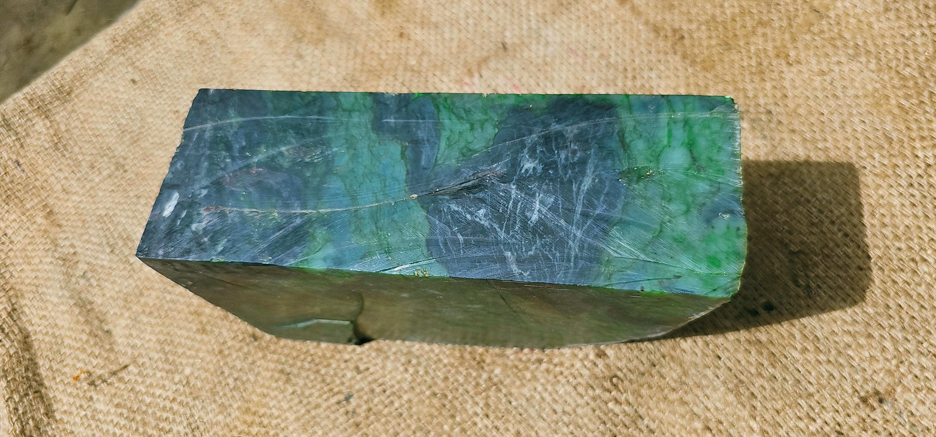Aceh Natural Deep Forest Green and Nephrite Jade with Organic Mossy Veining Rough Stone – 5.4 KG