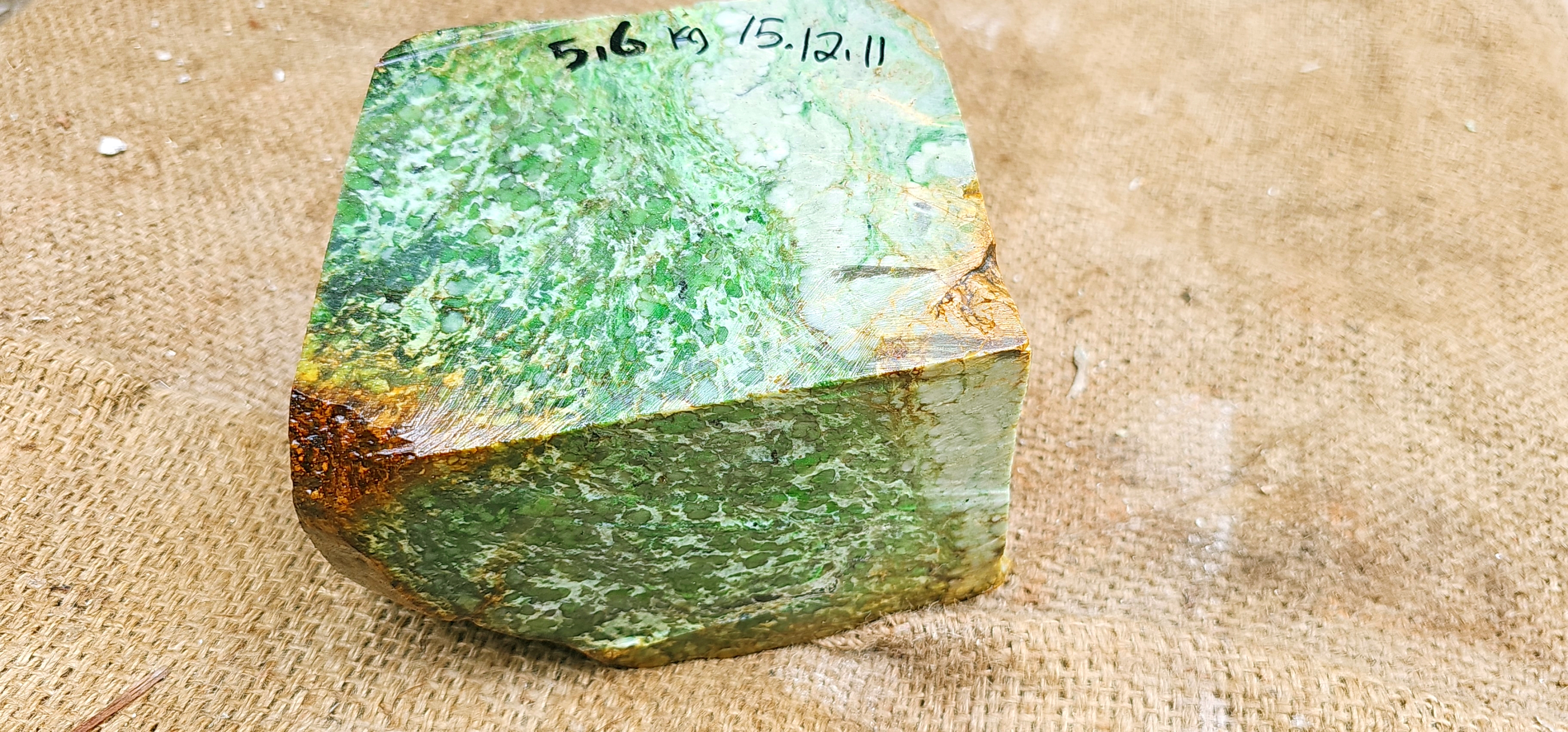 Aceh Natural Moss Green and Creamy White Nephrite Jade with Organic Mottled Patches Rough Stone – 5.6 KG