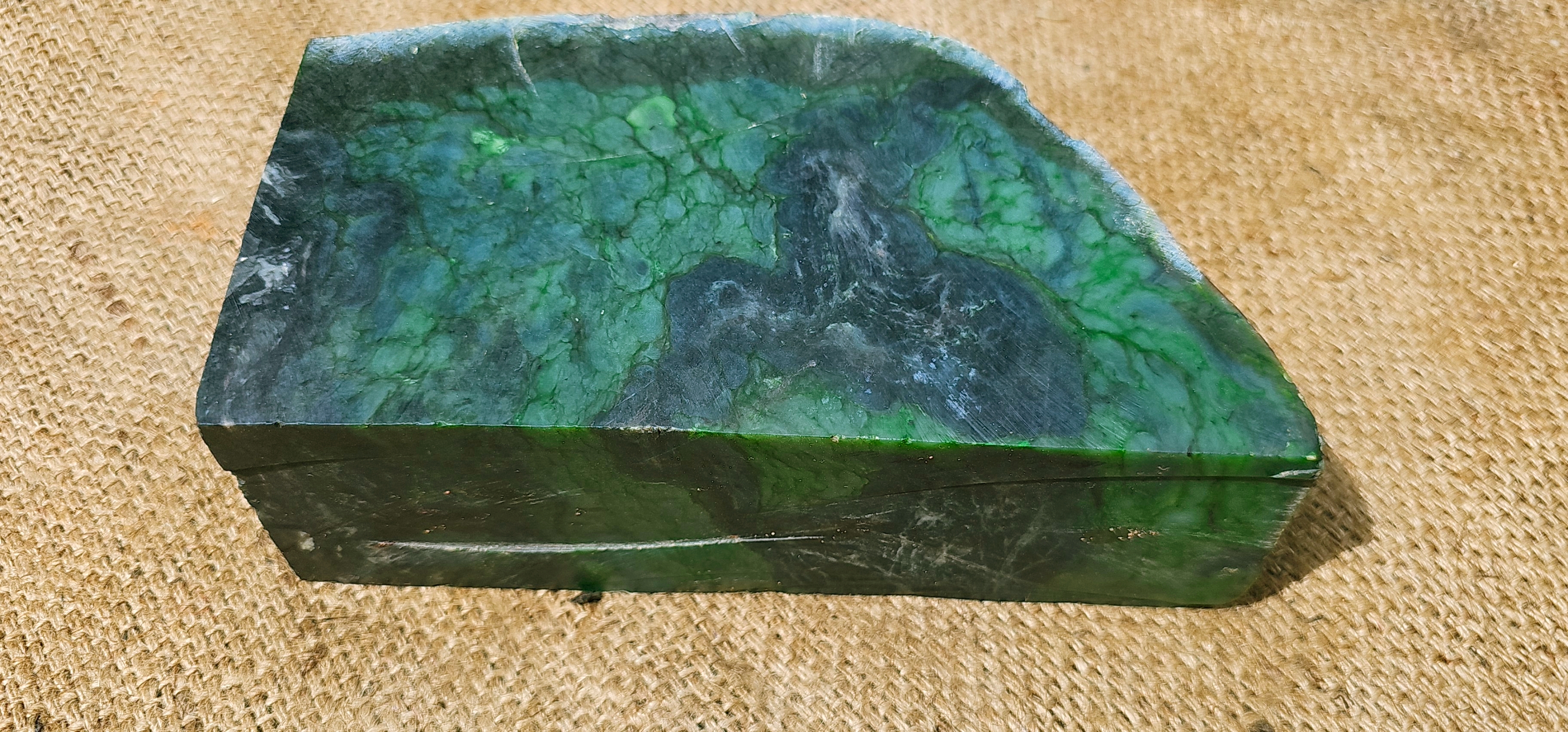 Aceh Natural Deep Forest Green and Nephrite Jade with Organic Mossy Veining Rough Stone – 5.4 KG