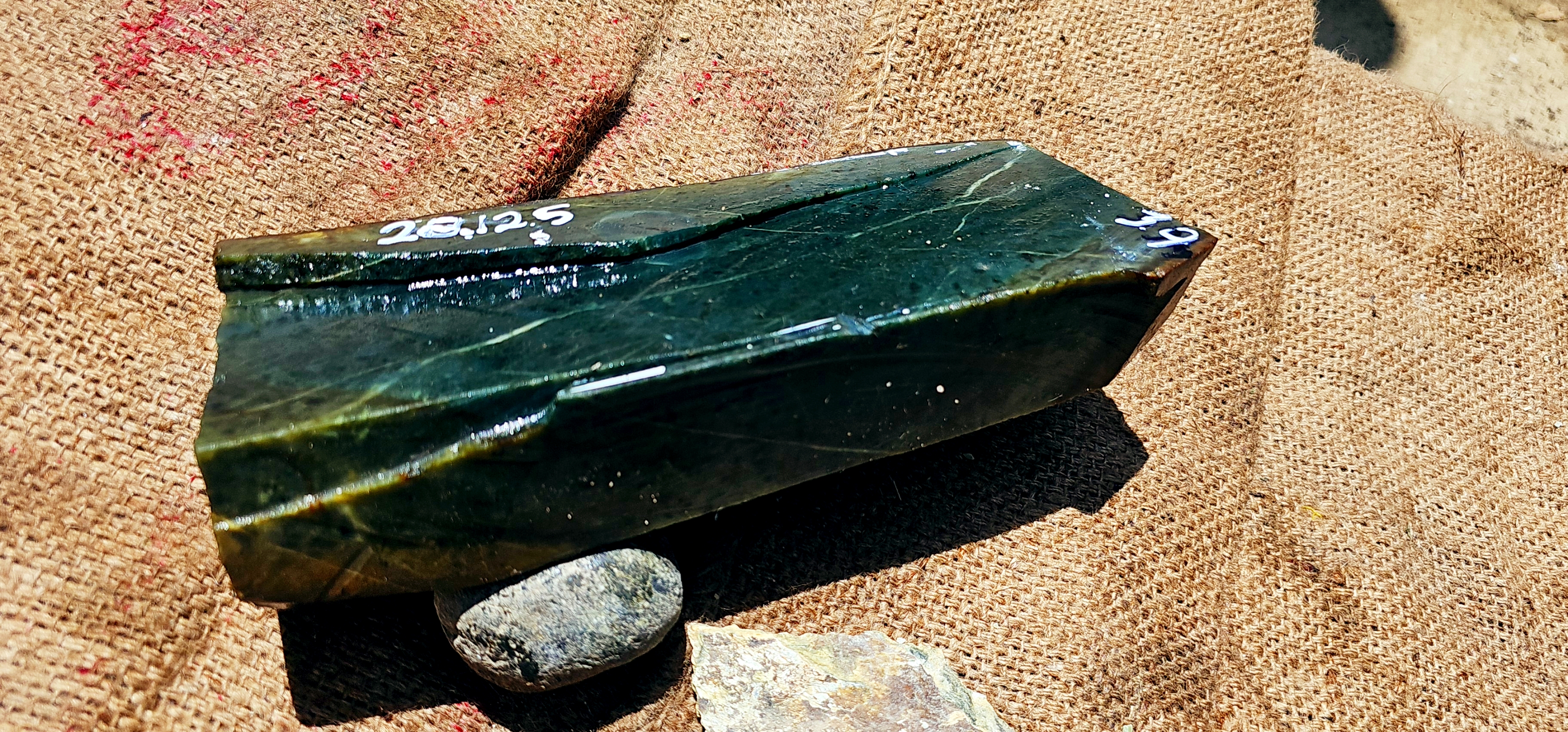Aceh Natural Deep Nephrite jade with Rich Green Undertones and Organic Linear Veining Rough Stone – 3.9 KG