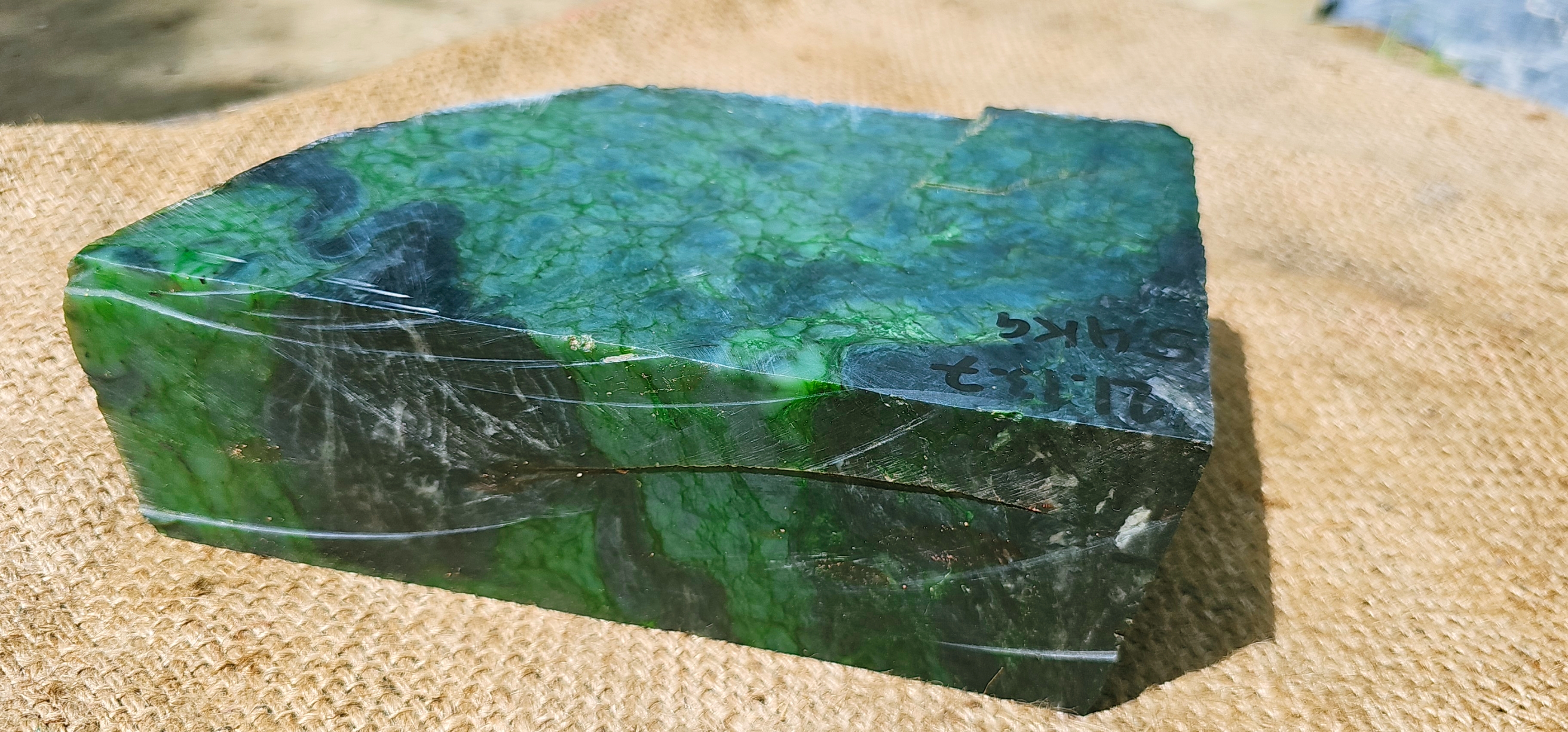 Aceh Natural Deep Forest Green and Nephrite Jade with Organic Mossy Veining Rough Stone – 5.4 KG