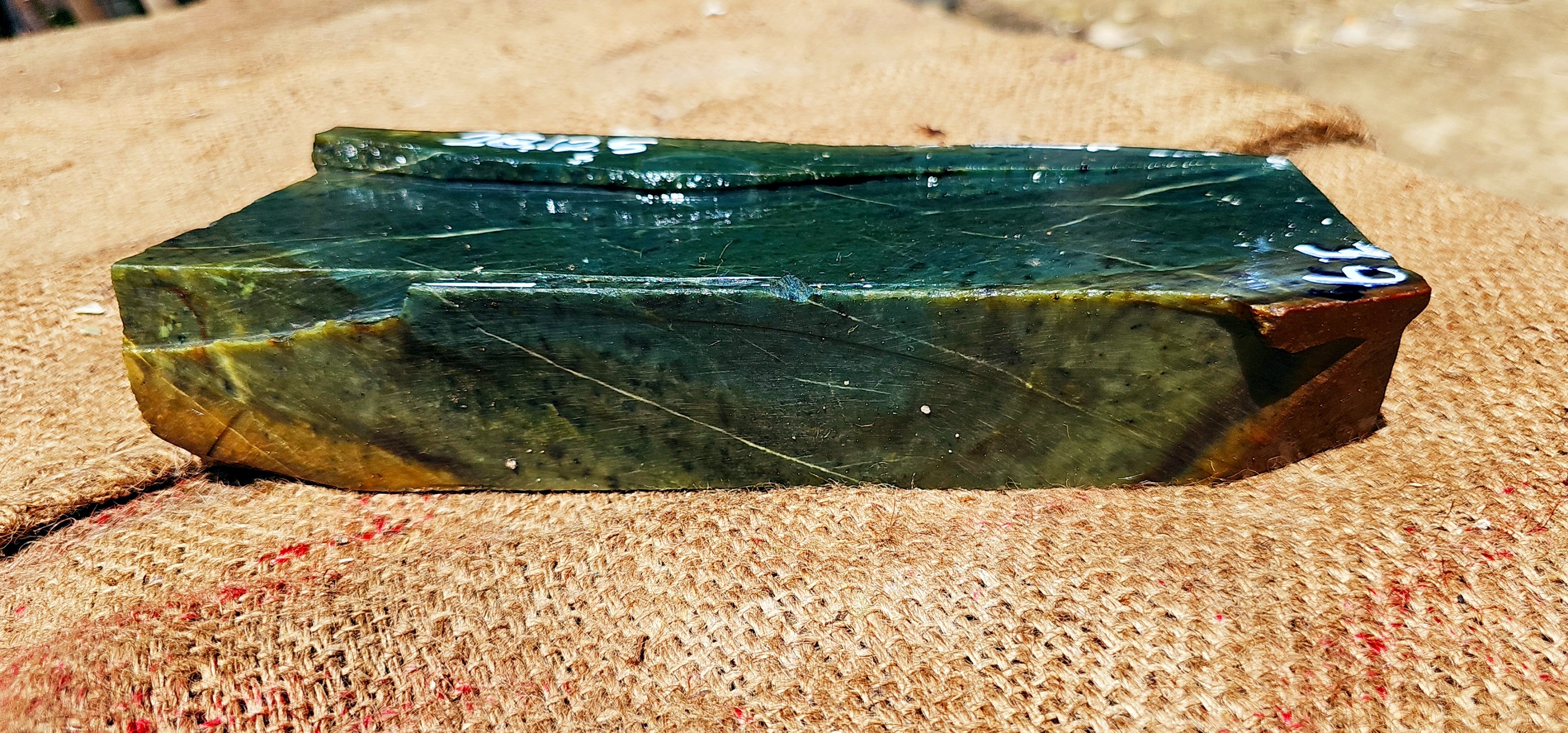 Aceh Natural Deep Nephrite jade with Rich Green Undertones and Organic Linear Veining Rough Stone – 3.9 KG