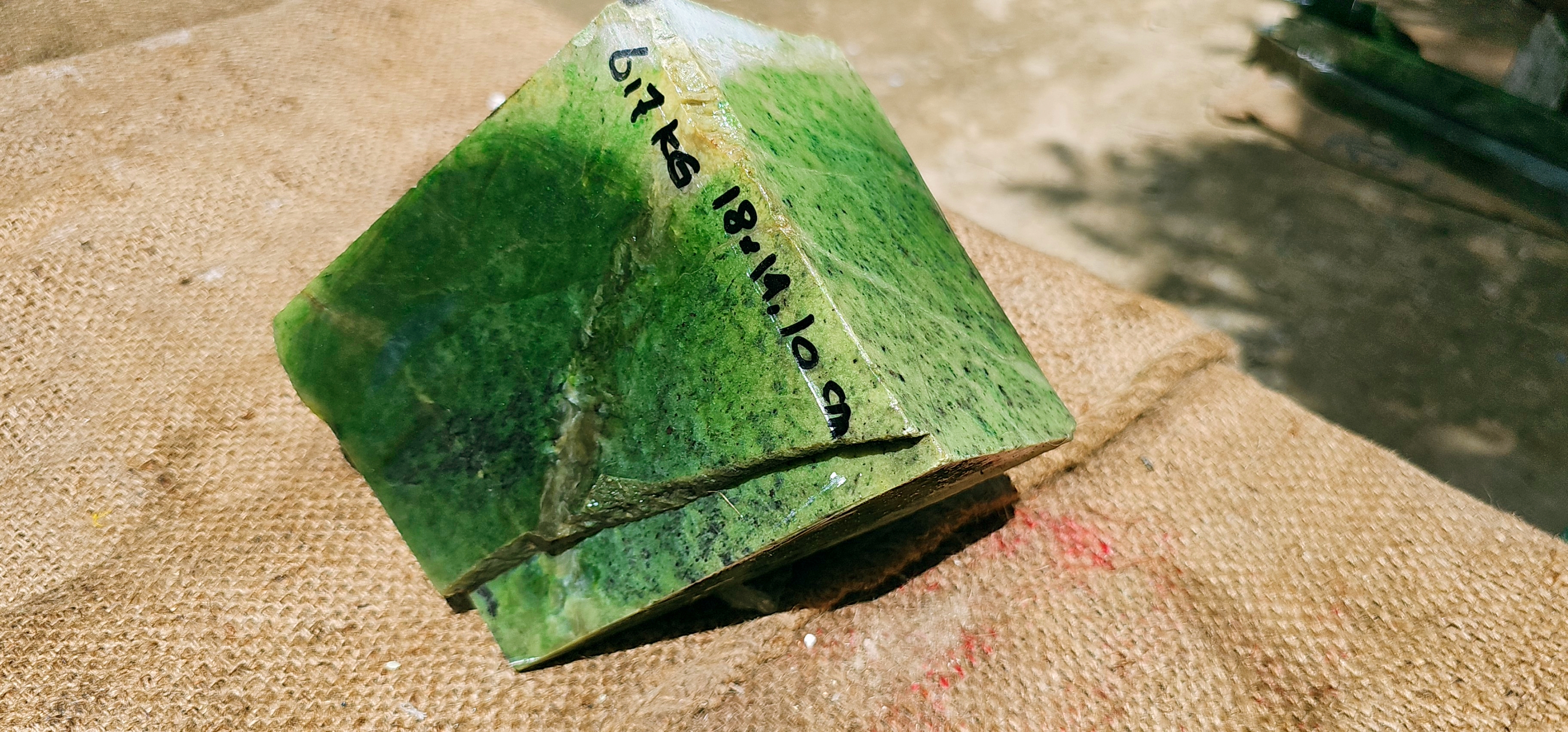 Aceh Natural Deep Forest Green Nephrite Jade with Dark Mineral Mottling and Organic Vein Rough Stone – 6.7 KG