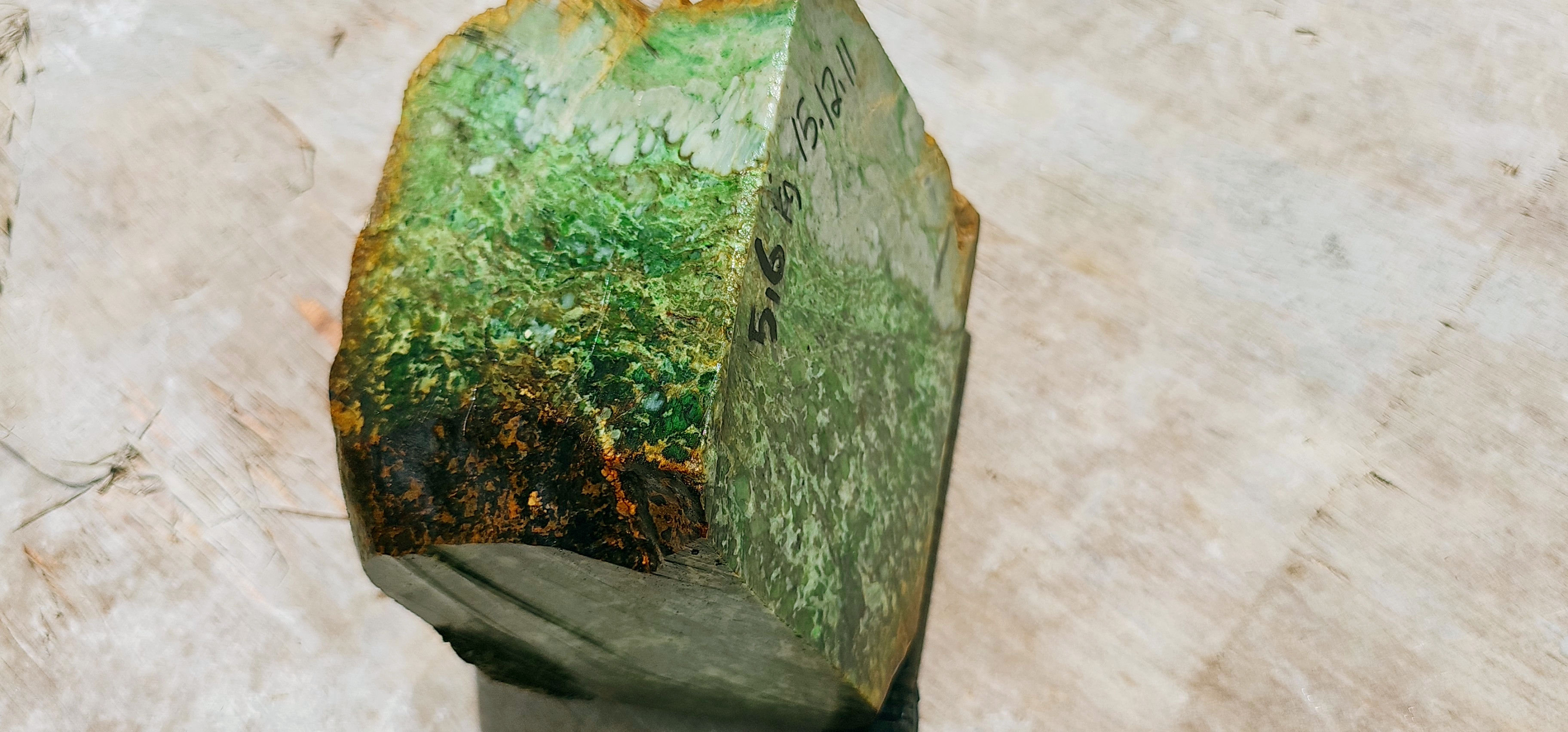 Aceh Natural Moss Green and Creamy White Nephrite Jade with Organic Mottled Patches Rough Stone – 5.6 KG