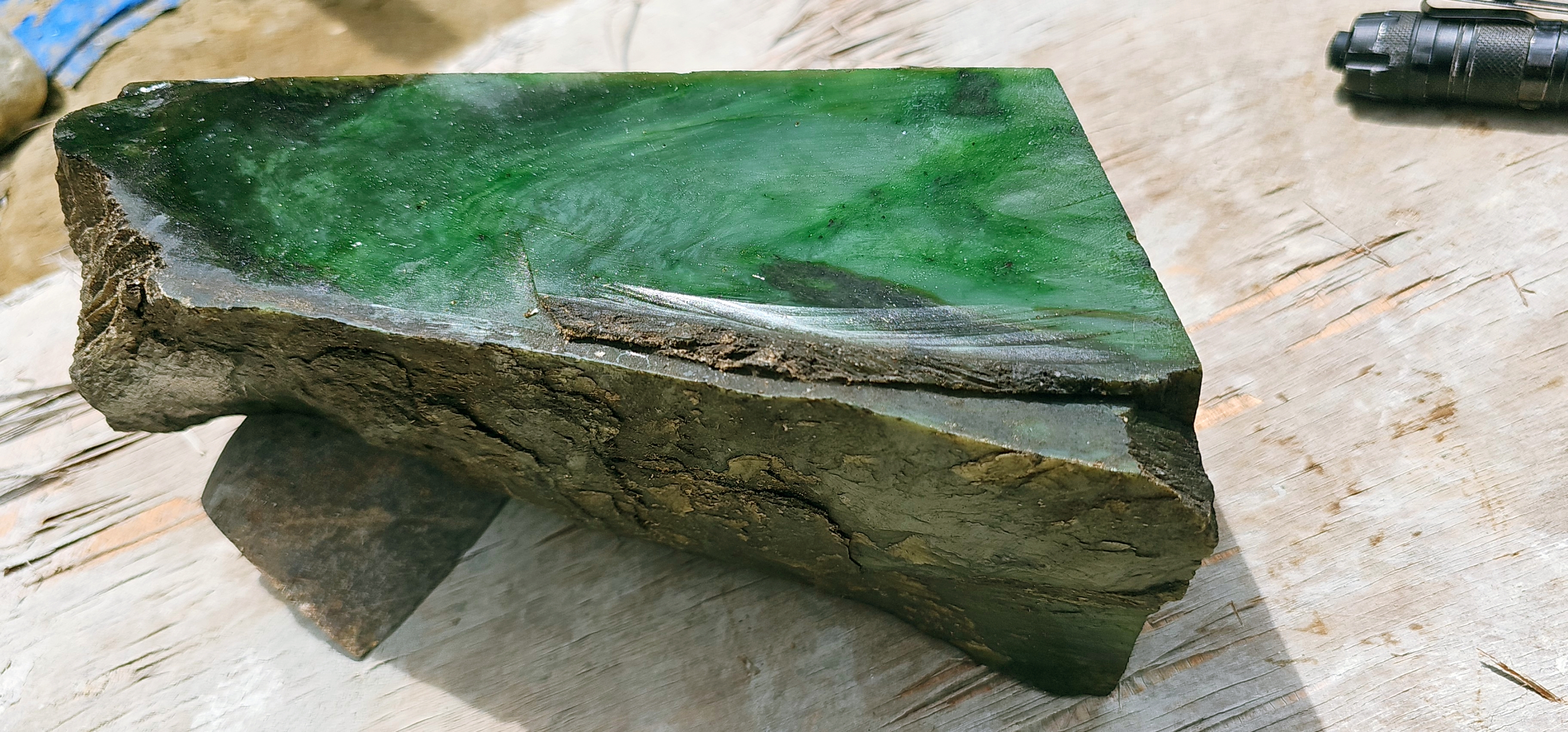 Aceh Natural Deep Forest Green and Moss Green Nephrite Jade with Clouded Veining Rough Stone – 6.4 KG