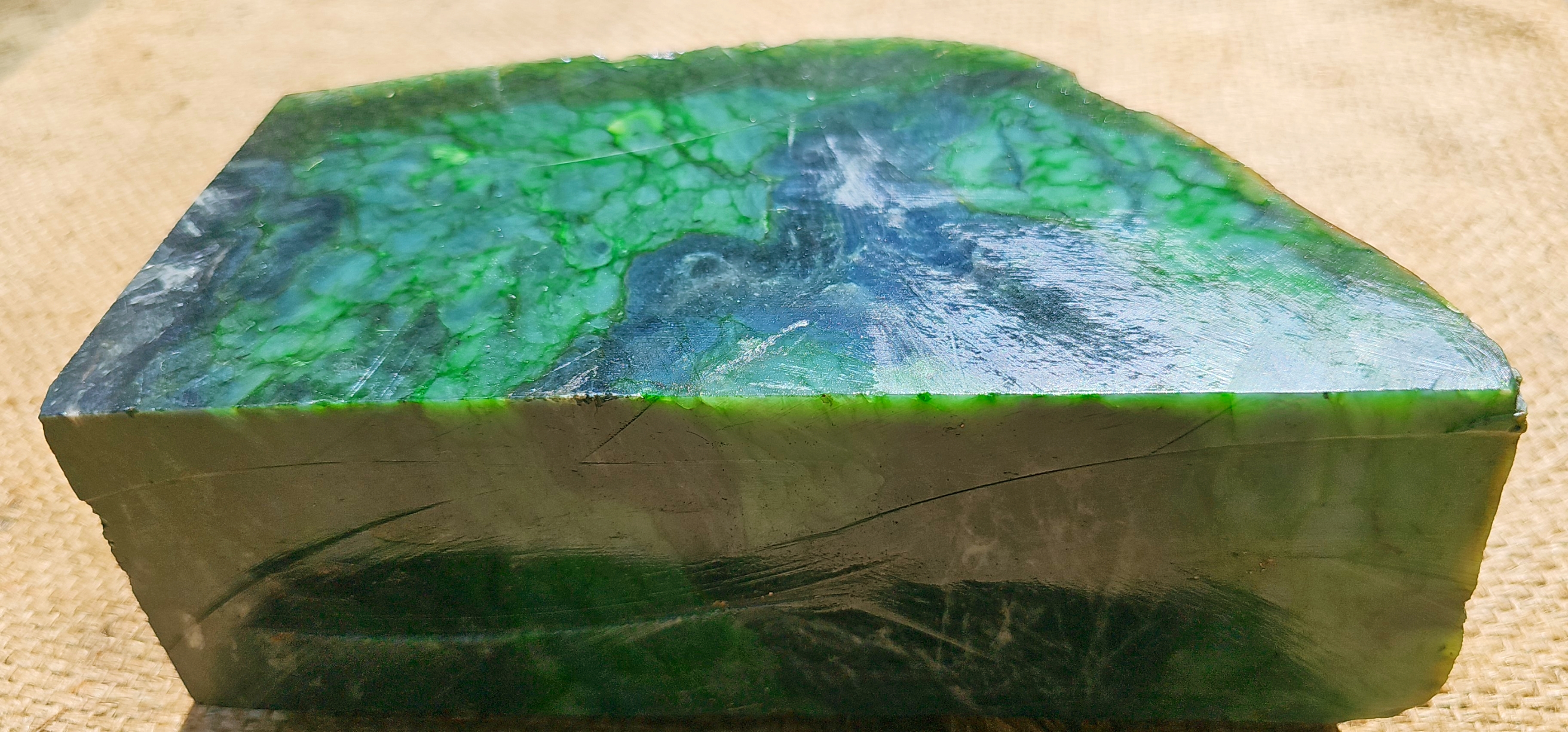 Aceh Natural Deep Forest Green Nephrite Jade with Organic Clouded Veining and Textured Rough Contours – 11 KG