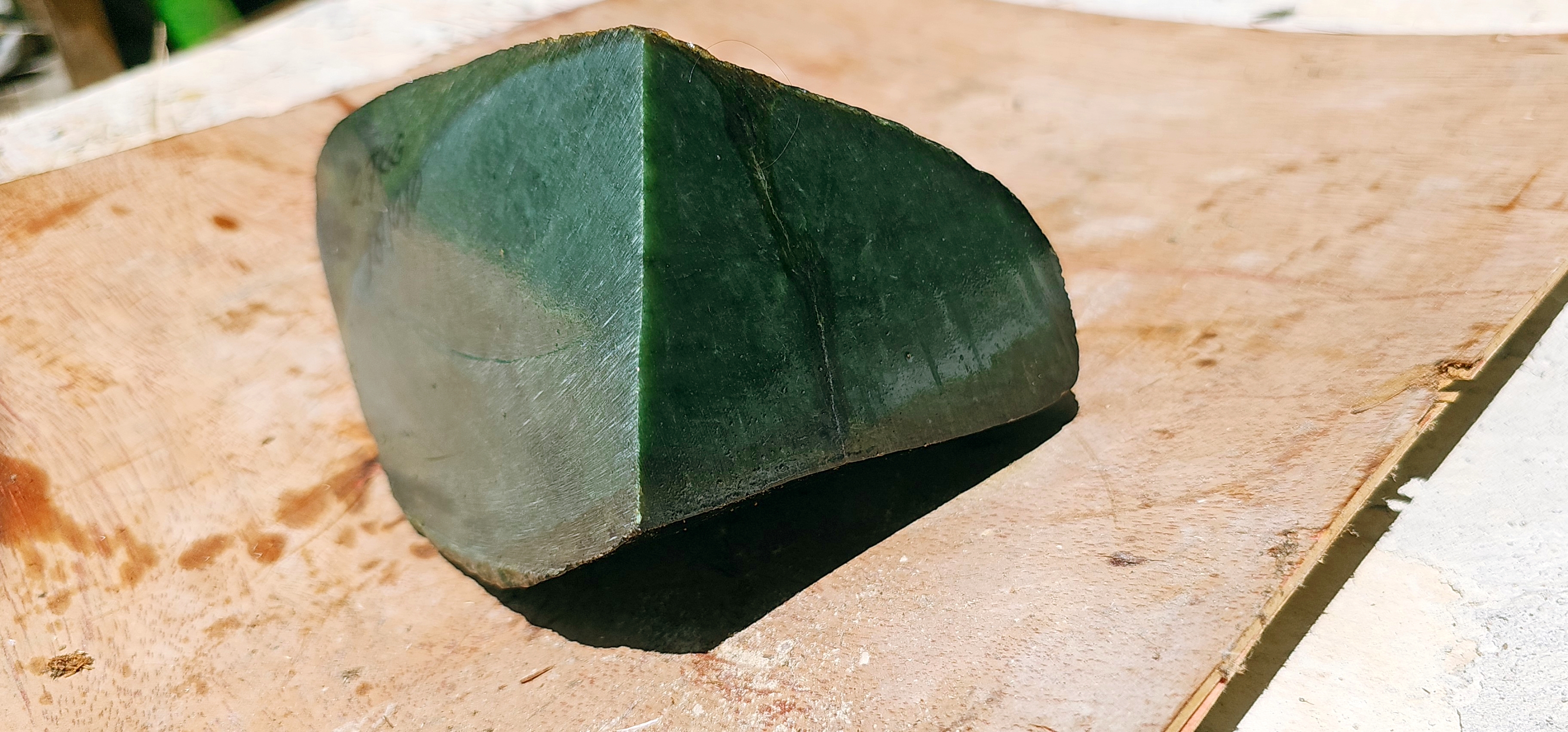 Aceh Natural Deep Forest Green Nephrite Jade with Organic Dark Mineral Veining Rough Stone – 2.7 KG