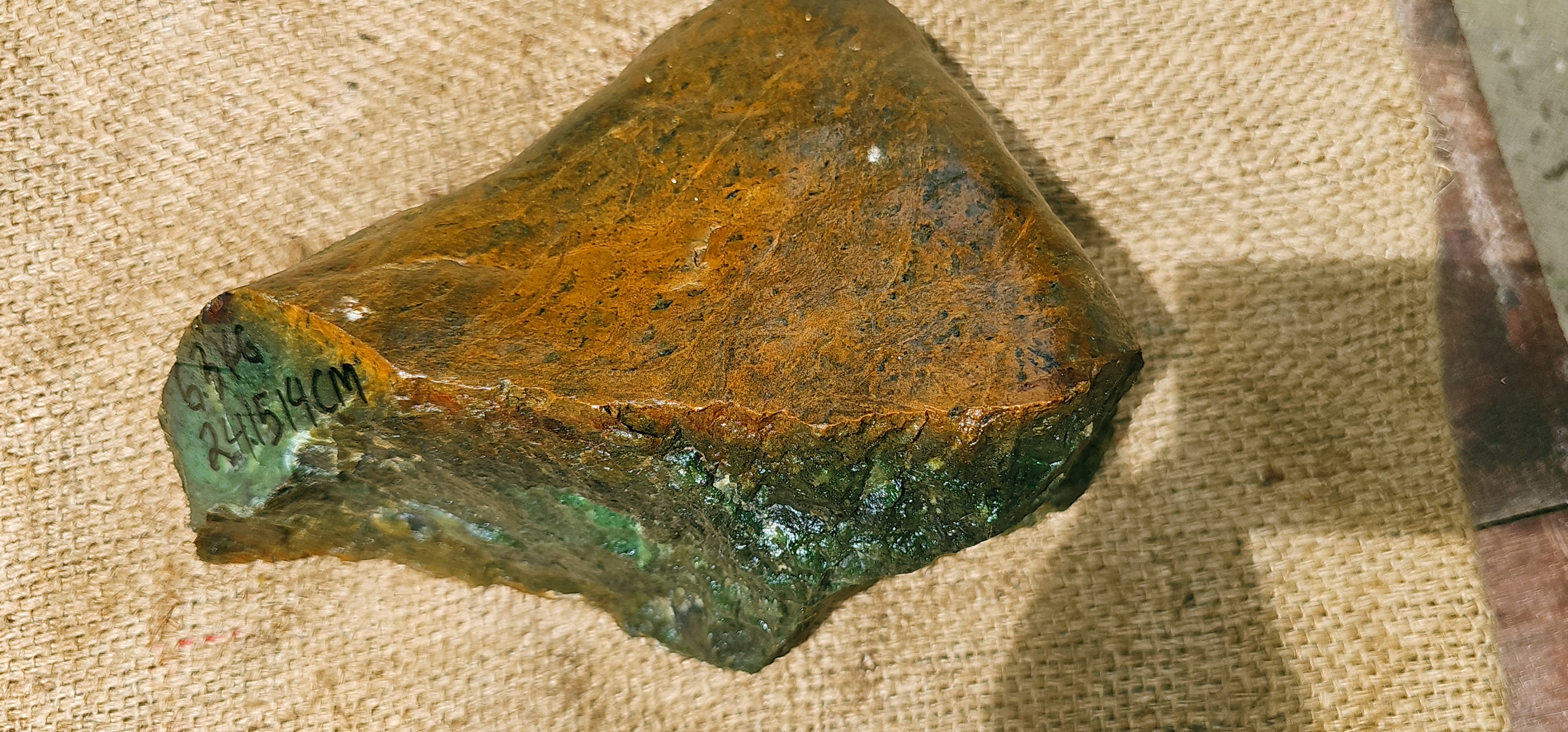 Aceh Natural Deep Nephrite Jade with Brownish Rind and Vibrant Green Translucency Rough Stone – 6.3 KG