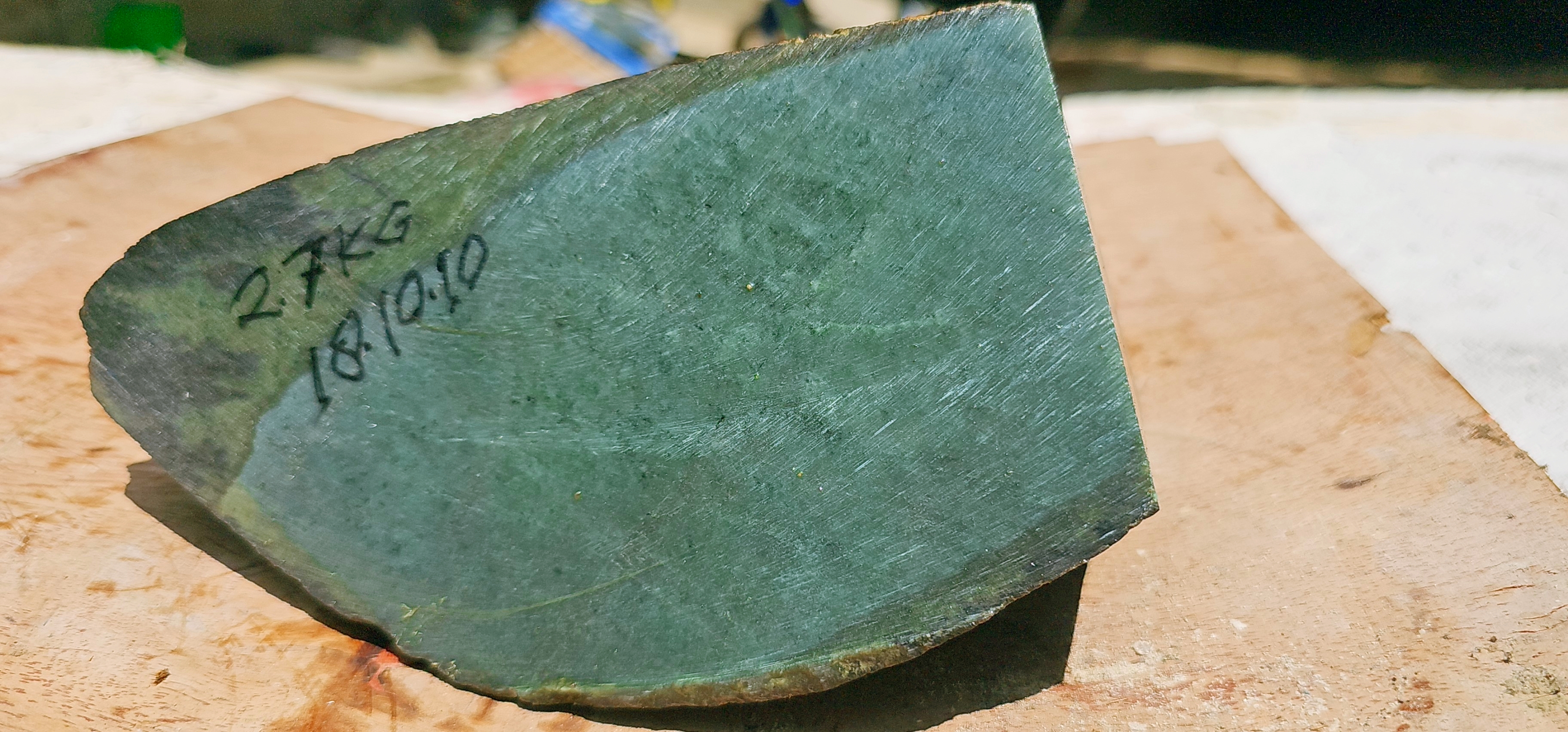 Aceh Natural Deep Forest Green Nephrite Jade with Organic Dark Mineral Veining Rough Stone – 2.7 KG