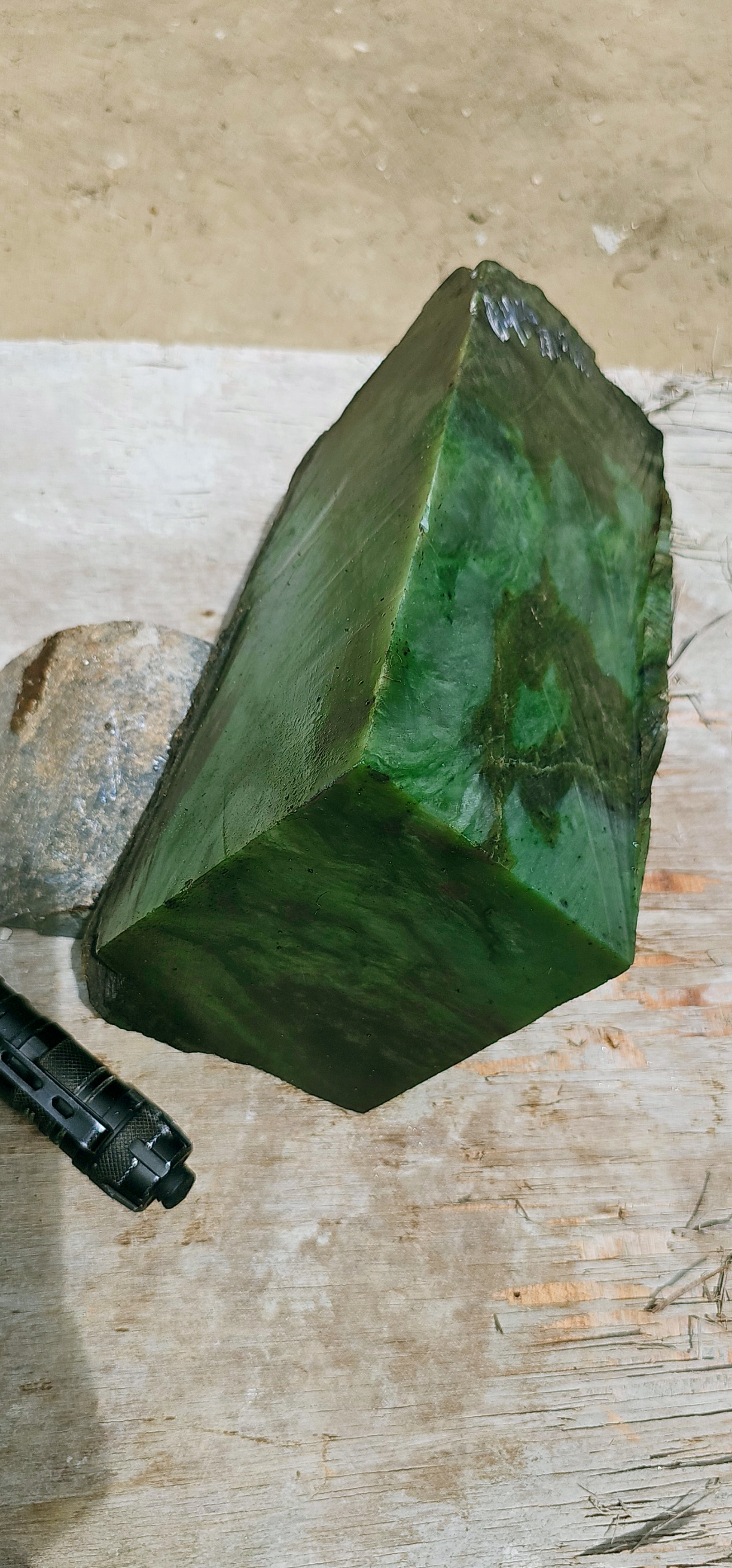 Aceh Natural Deep Forest Green and Moss Green Nephrite Jade with Clouded Veining Rough Stone – 6.4 KG