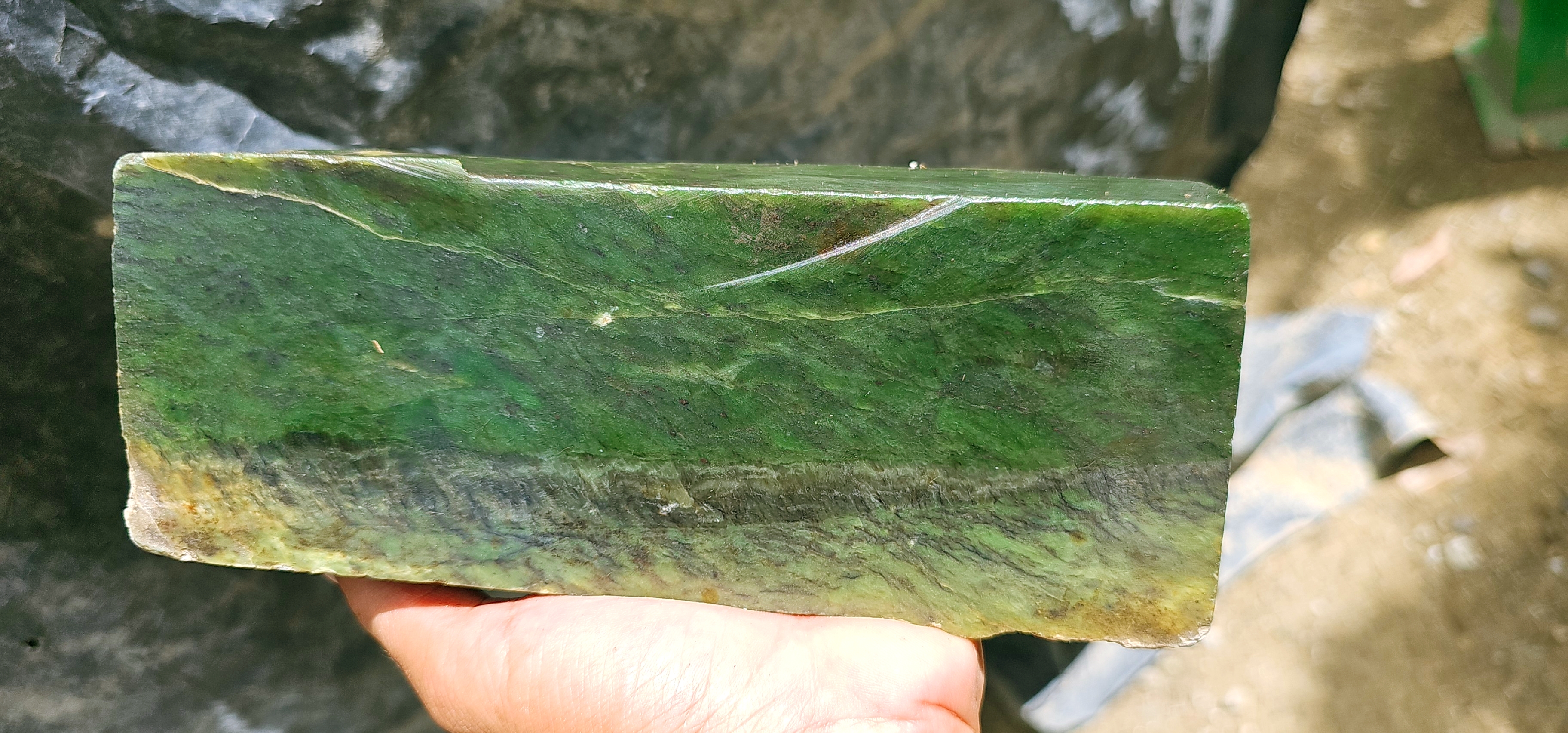 Aceh Natural Deep Forest Green Nephrite Jade with Complex Clouded Veining Rough Stone – 2.4 KG