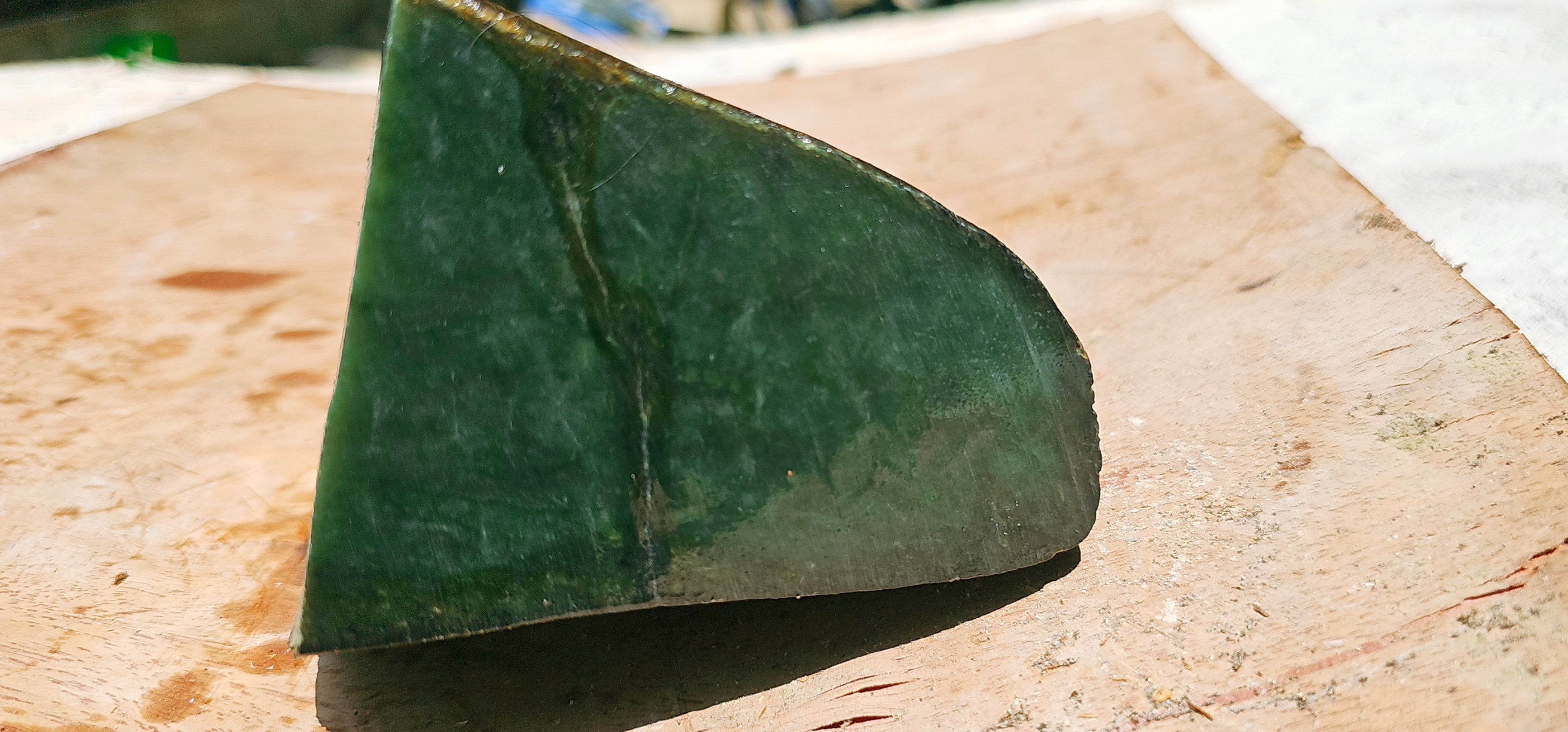 Aceh Natural Deep Forest Green Nephrite Jade with Organic Dark Mineral Veining Rough Stone – 2.7 KG