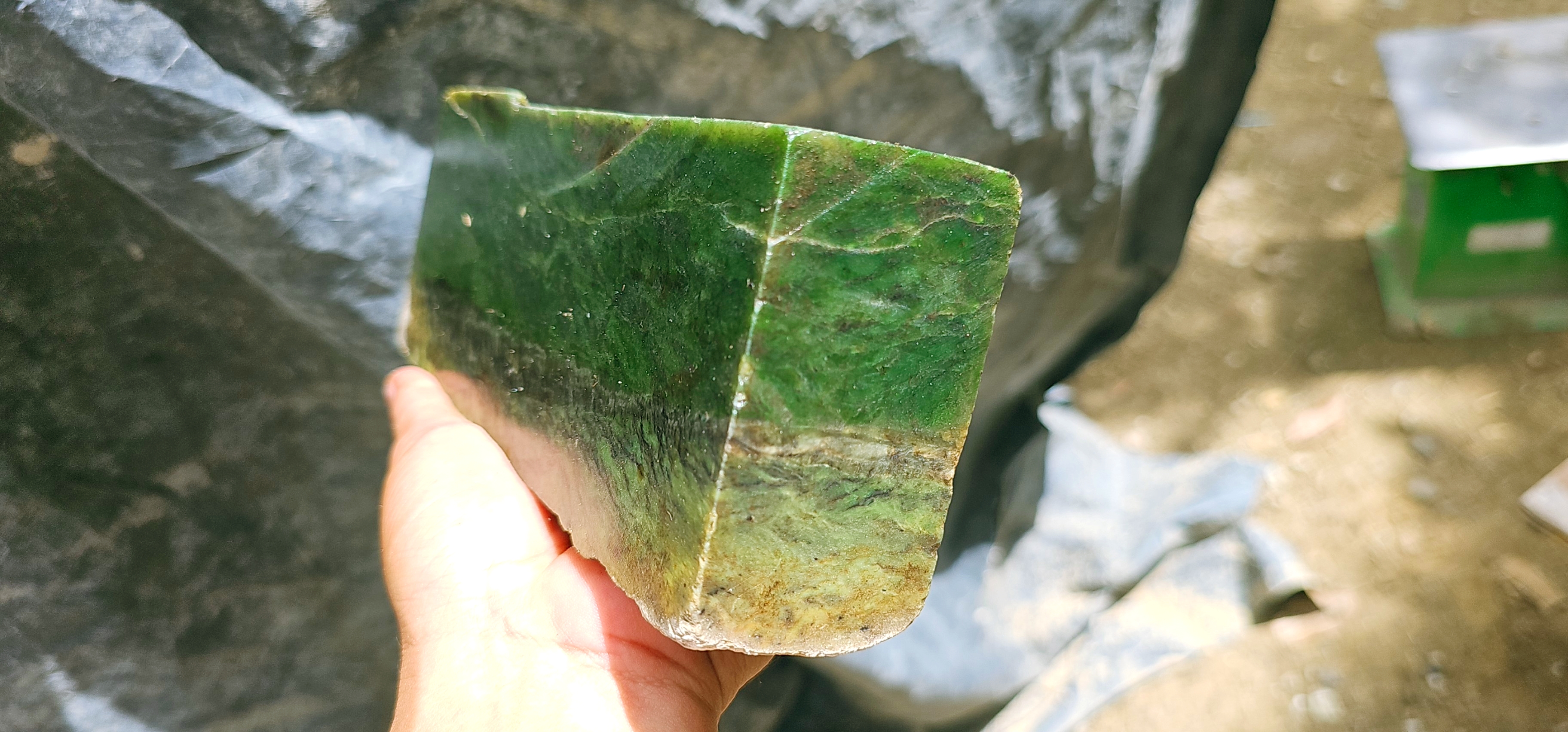 Aceh Natural Deep Forest Green Nephrite Jade with Complex Clouded Veining Rough Stone – 2.4 KG
