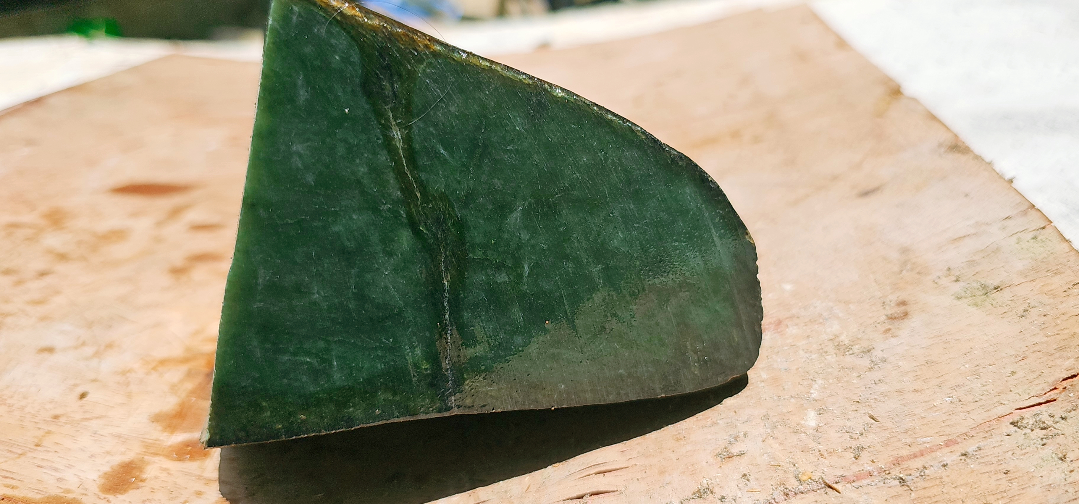 Aceh Natural Deep Forest Green Nephrite Jade with Organic Dark Mineral Veining Rough Stone – 2.7 KG