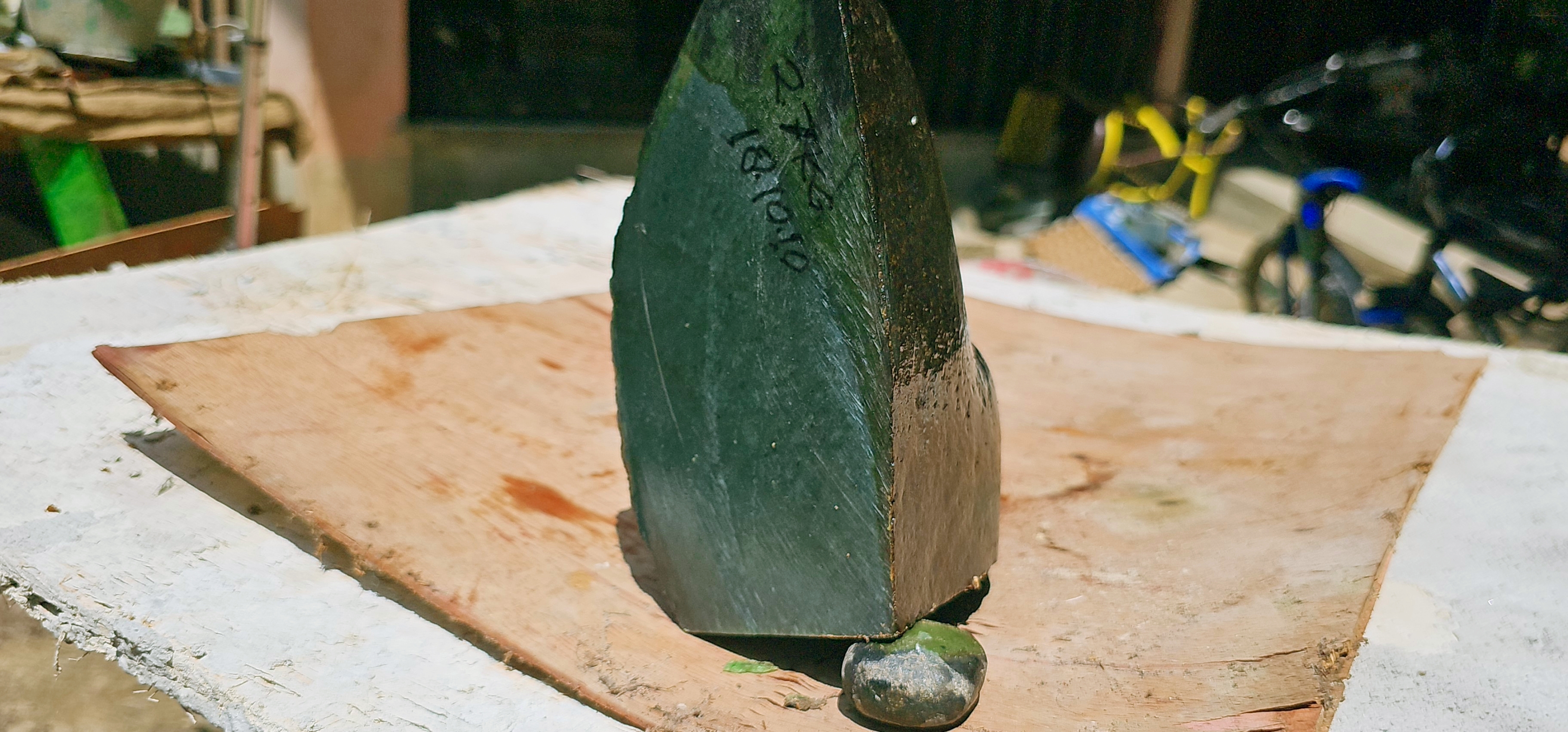 Aceh Natural Deep Forest Green Nephrite Jade with Organic Dark Mineral Veining Rough Stone – 2.7 KG