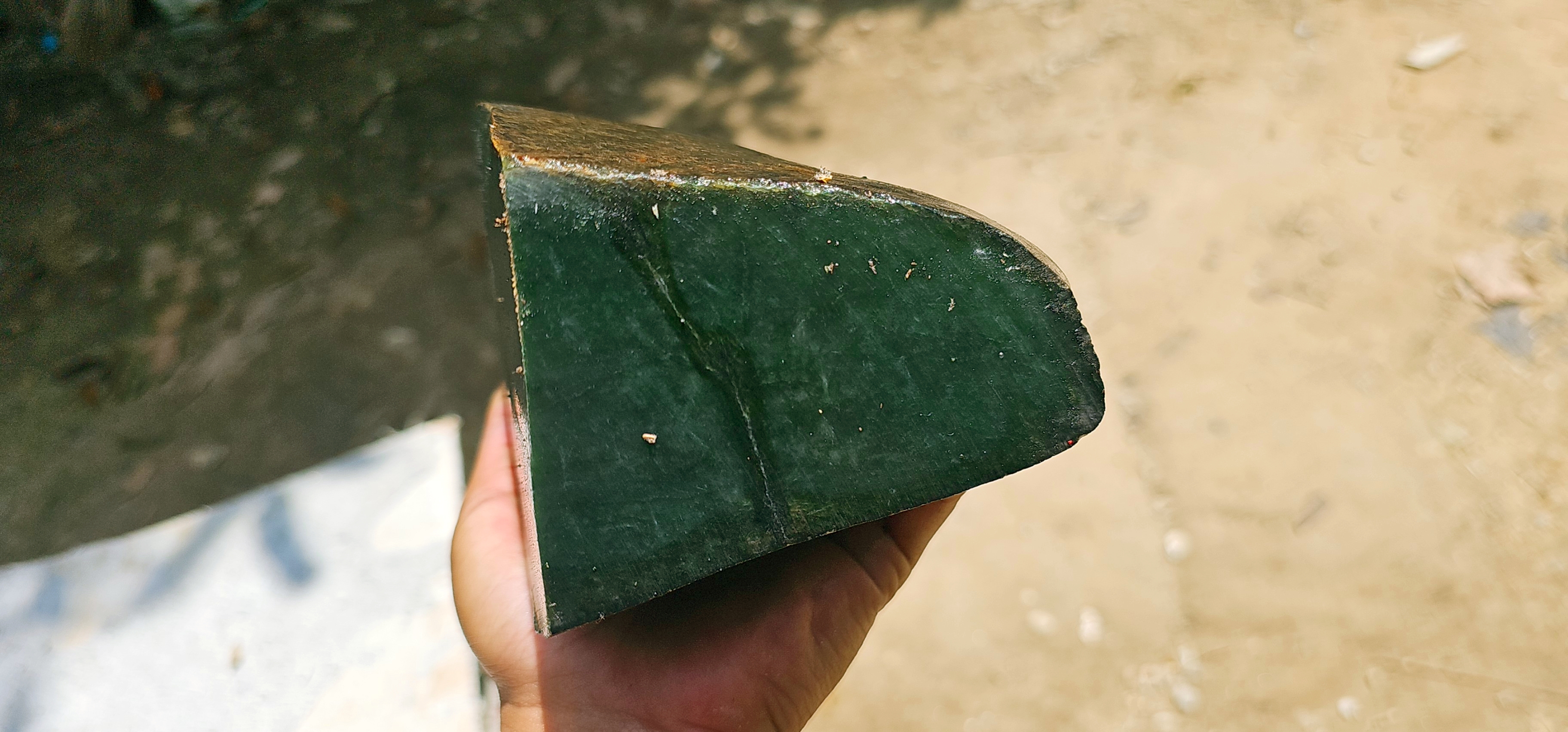 Aceh Natural Deep Forest Green Nephrite Jade with Organic Dark Mineral Veining Rough Stone – 2.7 KG