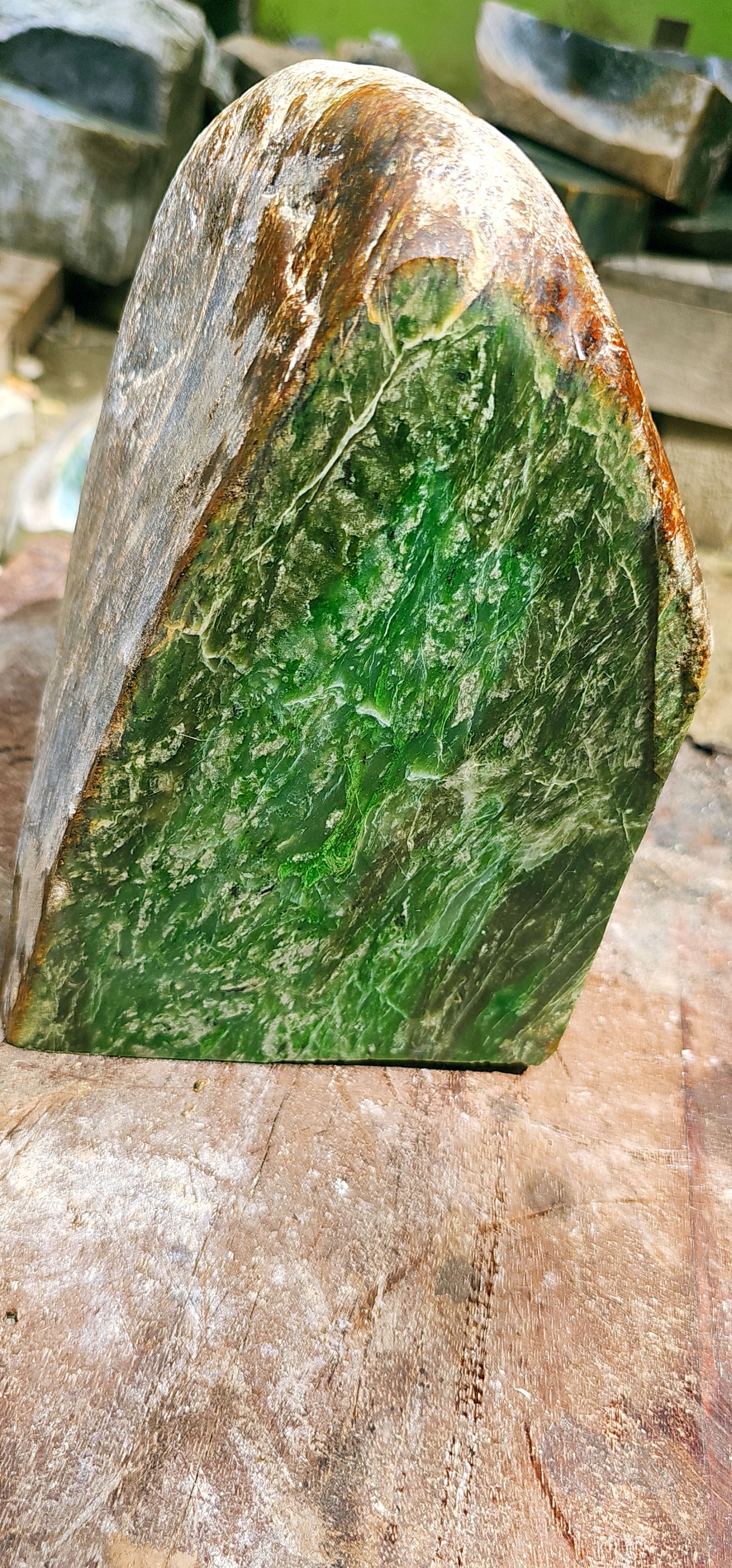 Aceh Natural Deep Forest Green and Moss Green Nephrite Jade with Dynamic Fiber-Like Veining Rough Stone – 10.5 KG