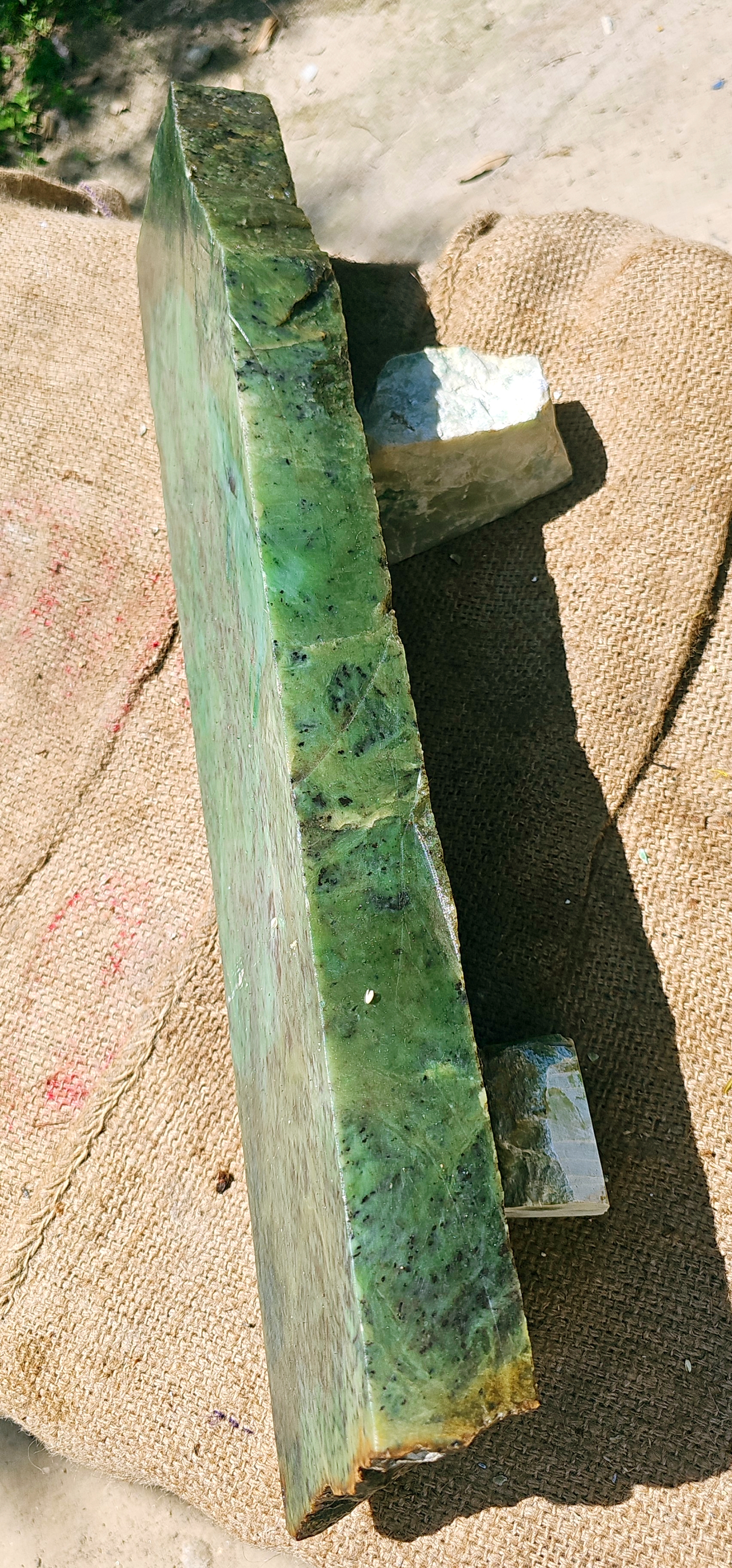 Aceh Natural Deep Forest Green and Moss Green Nephrite Jade Slab with Subtly Mottled Texture Rough Stone – 14.3 KG