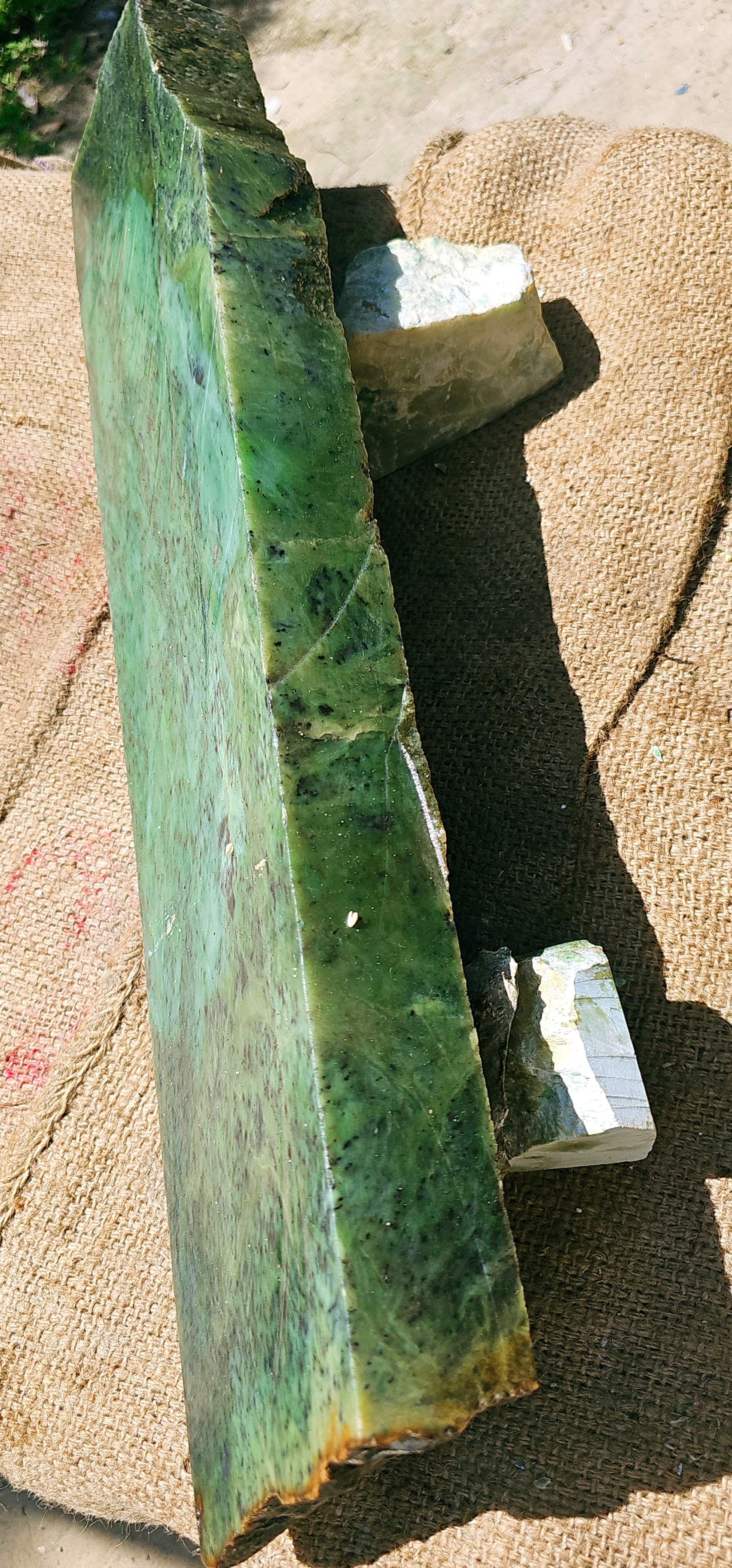 Aceh Natural Deep Forest Green and Moss Green Nephrite Jade Slab with Subtly Mottled Texture Rough Stone – 14.3 KG