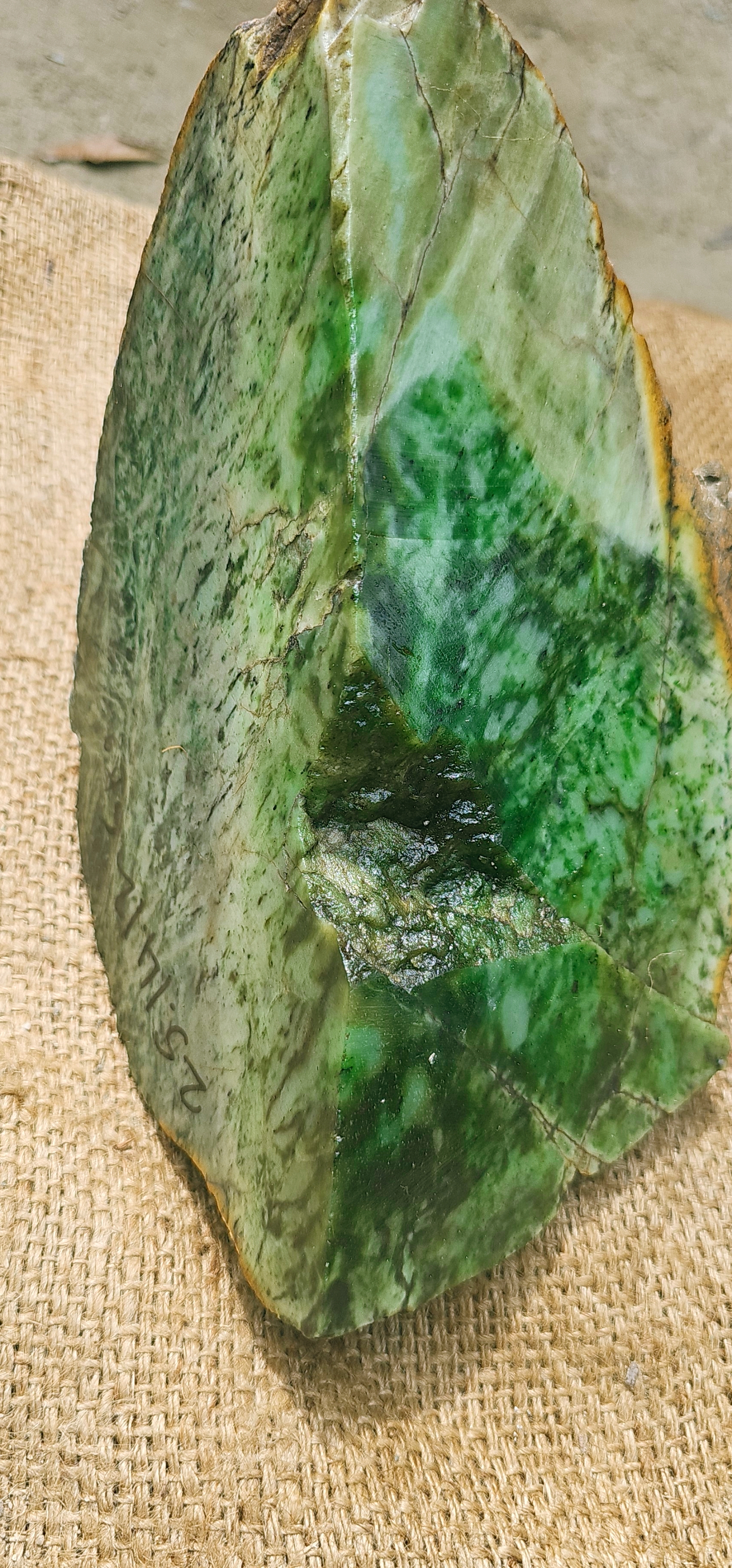 Aceh Natural Deep Moss Green Nephrite Jade with Organic Clouded Veining and Textured Rough Contours – 5 KG