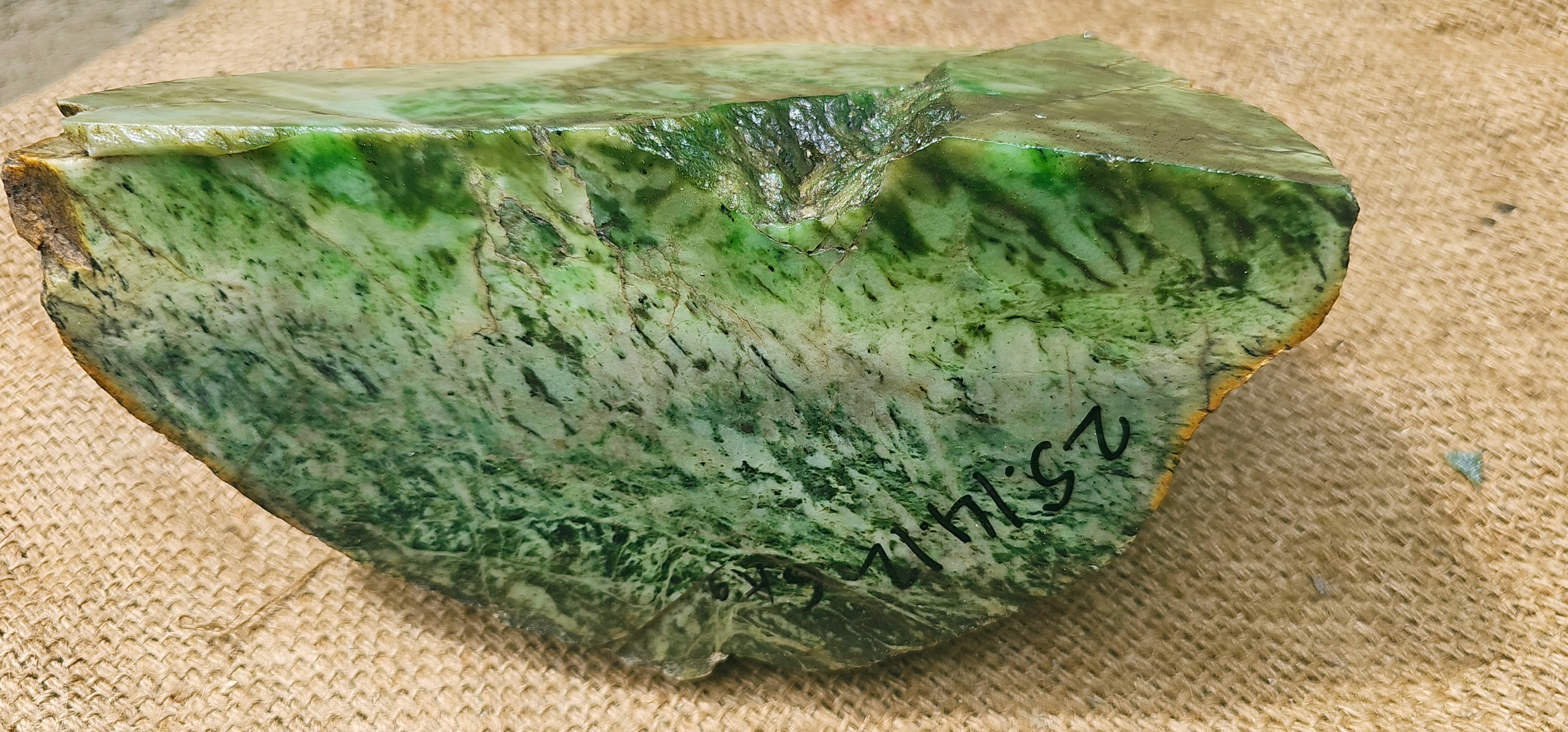 Aceh Natural Deep Moss Green Nephrite Jade with Organic Clouded Veining and Textured Rough Contours – 5 KG