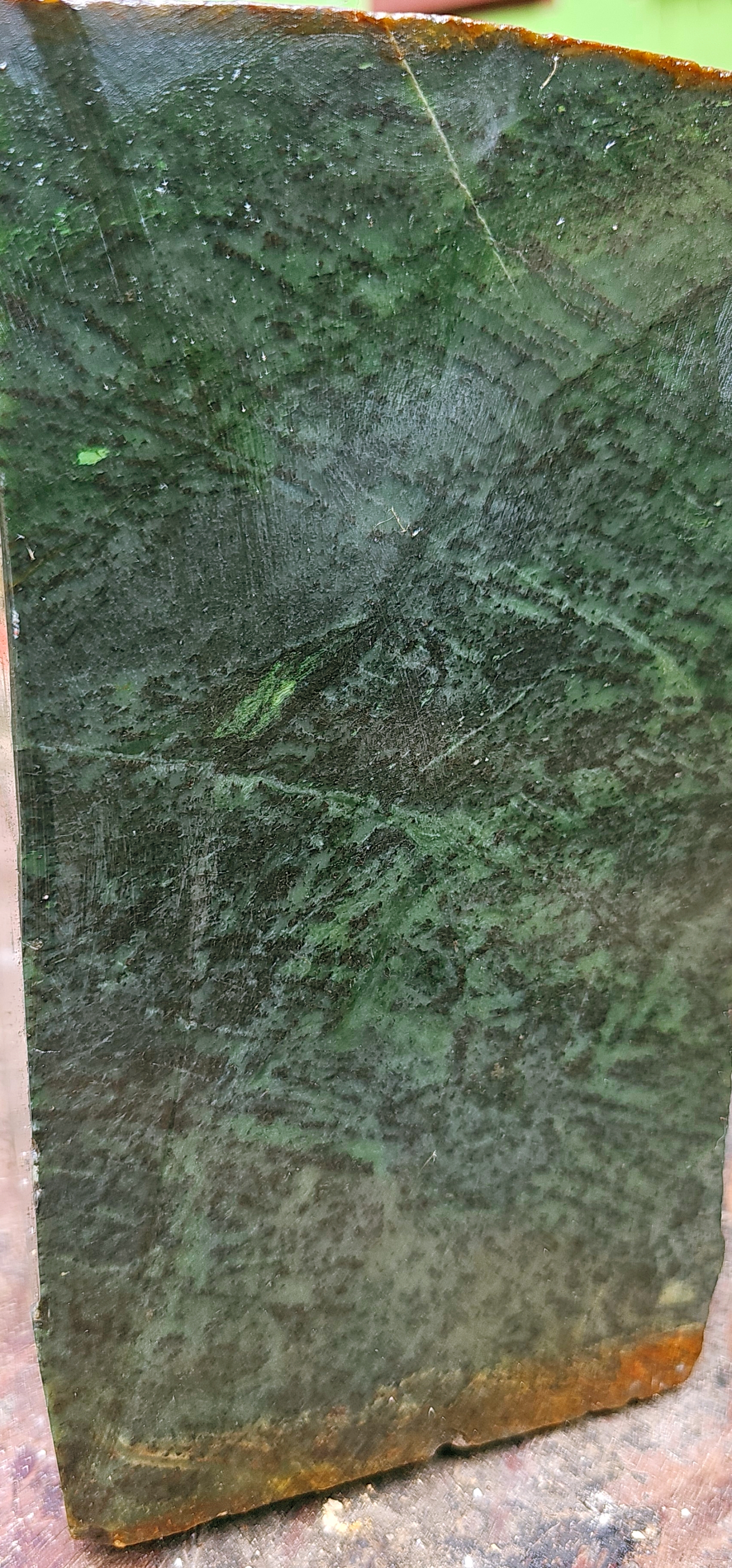 Aceh Natural Deep Forest Green and Moss Green Nephrite Jade Rough Stone with Dynamic Clouded Veining and Warm Rind – 9 KG