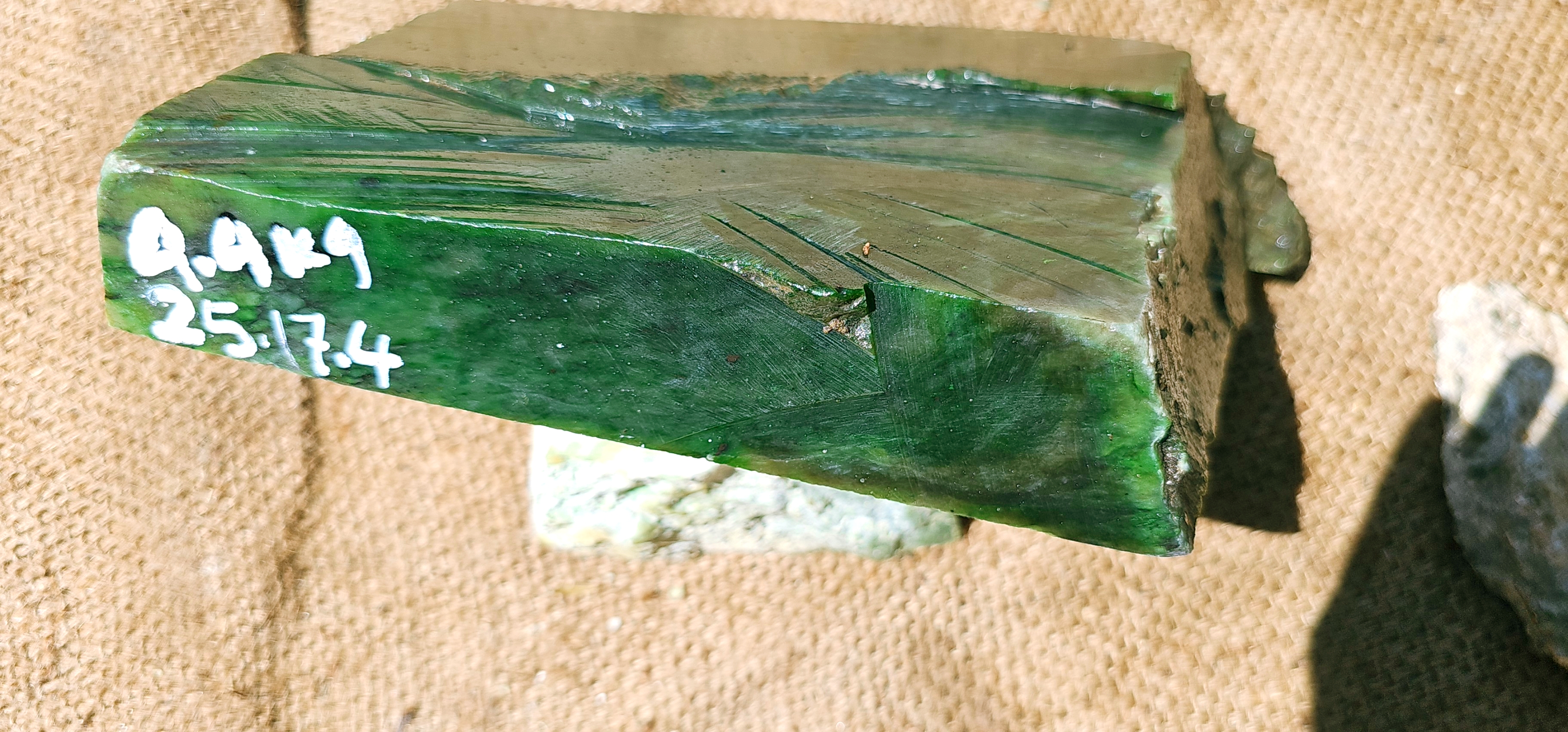 Aceh Natural Deep Forest Green Nephrite Jade Slab with Dynamic Clouded Veining Rough Stone – 4.4 KG