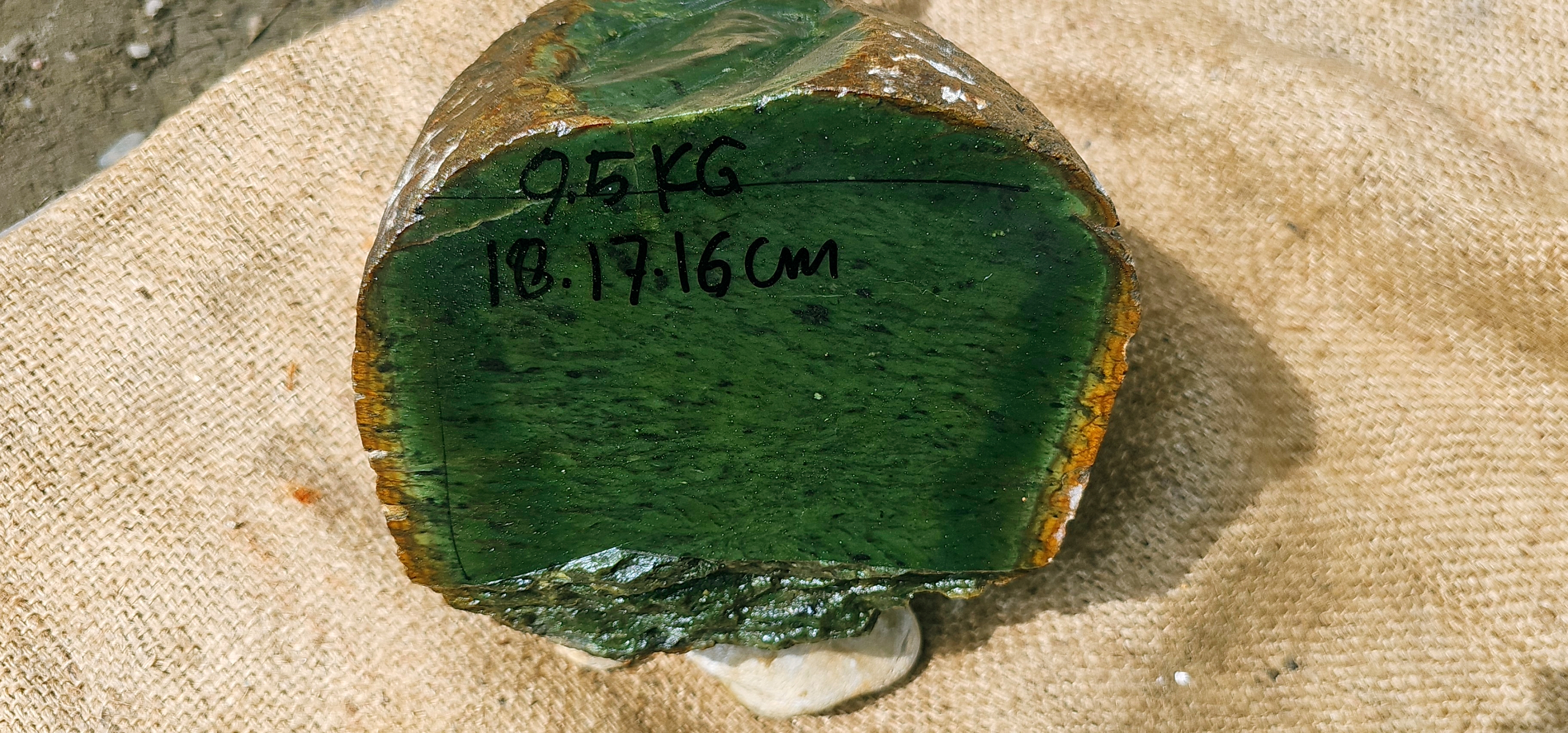 Aceh Natural Deep Forest Green Nephrite Jade with Organic Clouded Texture and Solid Cut Face Rough Stone – 9.5 KG