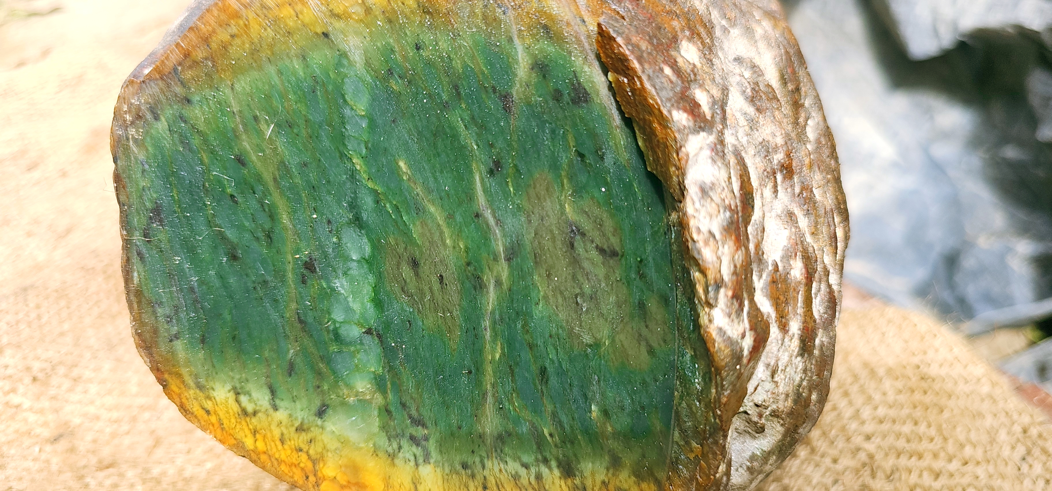 Aceh Natural Deep Forest Green Nephrite Jade with Organic Clouded Texture and Solid Cut Face Rough Stone – 9.5 KG