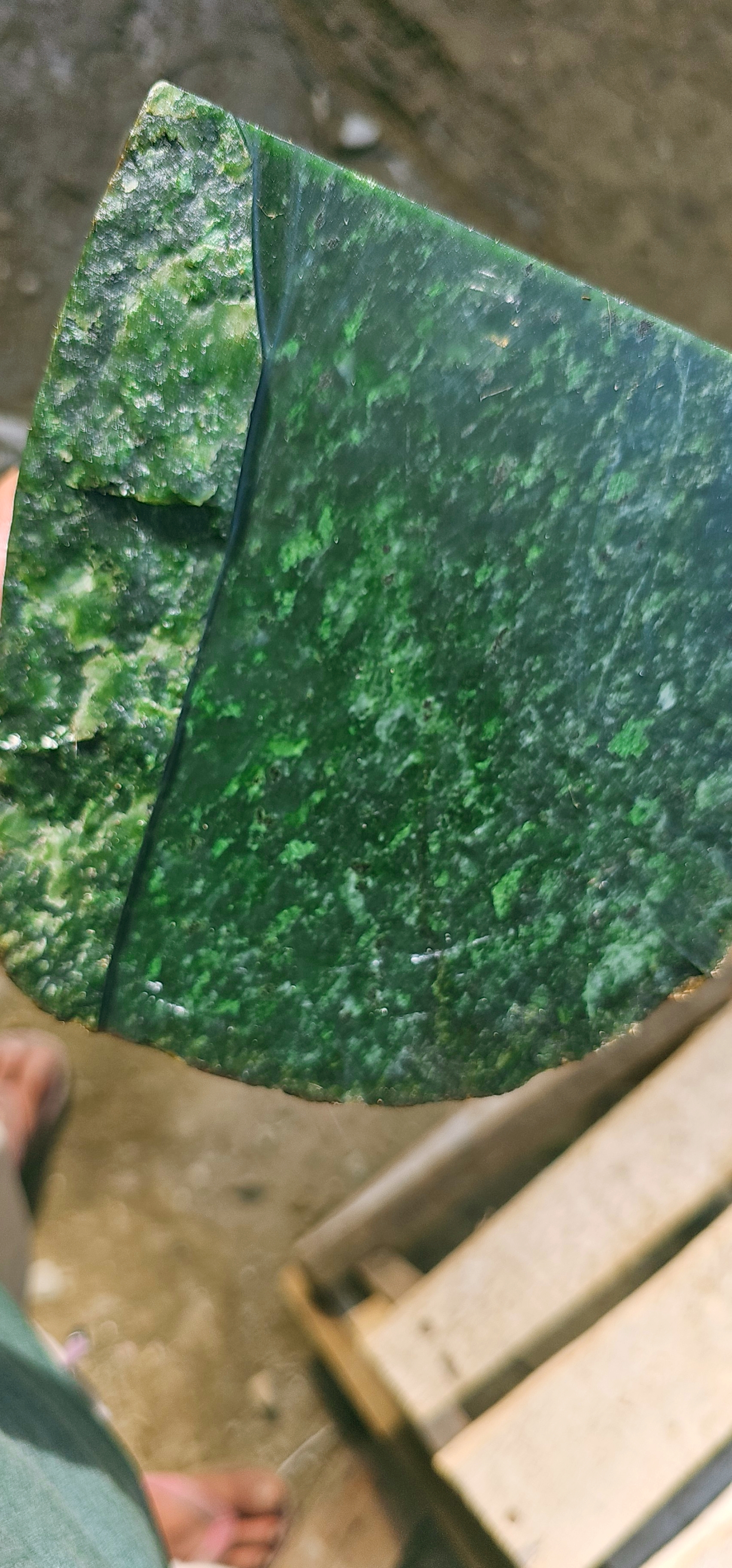 Aceh Natural Deep Forest Green Nephrite Jade with Organic Mottled Cloud Patterns Rough Stone – 2.5 KG