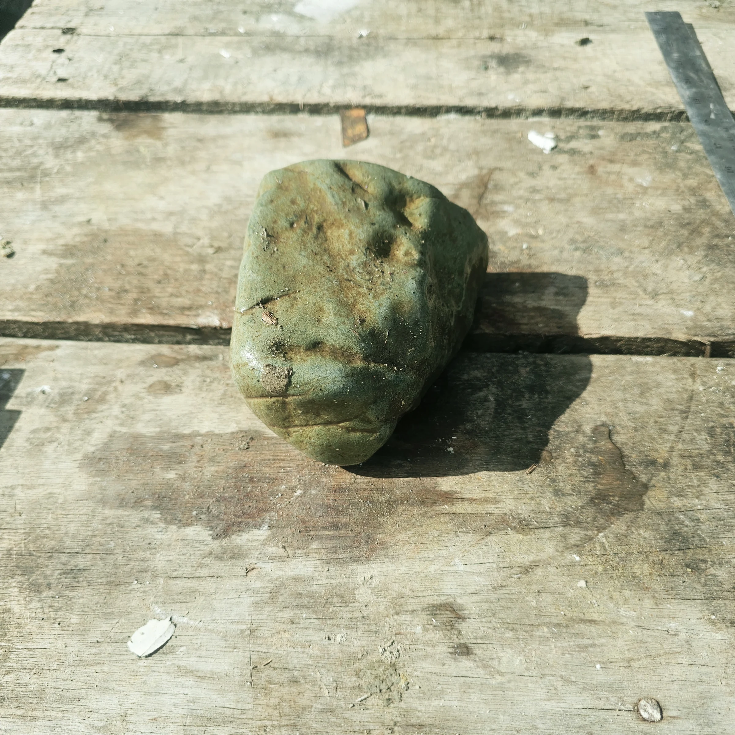 Aceh Natural Moss Green Nephrite Jade with Earthy Brown Patches and Organic Contour Rough Stone – 2.2 KG