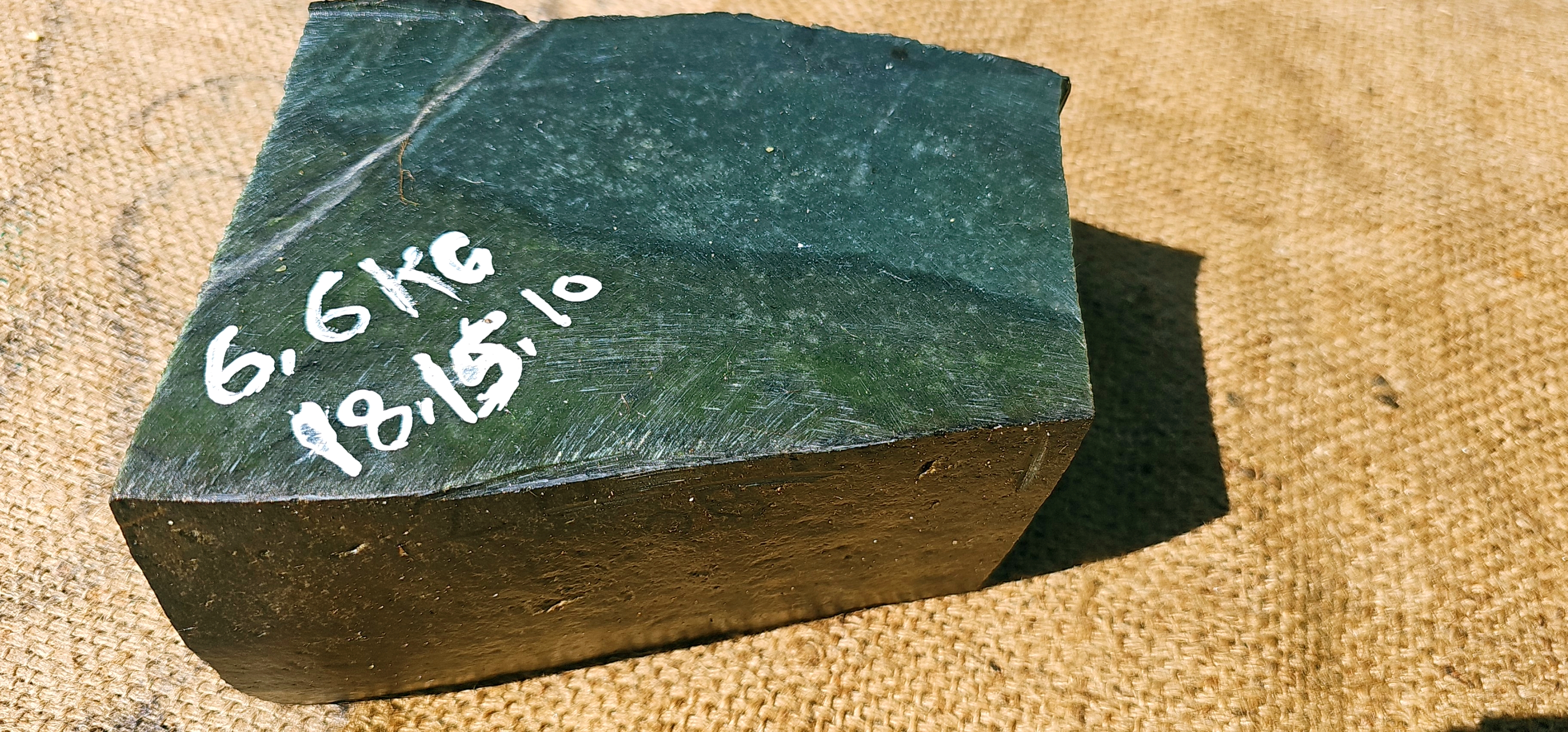 Aceh Natural Deep Nephrite Jade with Charcoal Veining and Smooth Sawn Facets Rough Stone – 6.6 KG