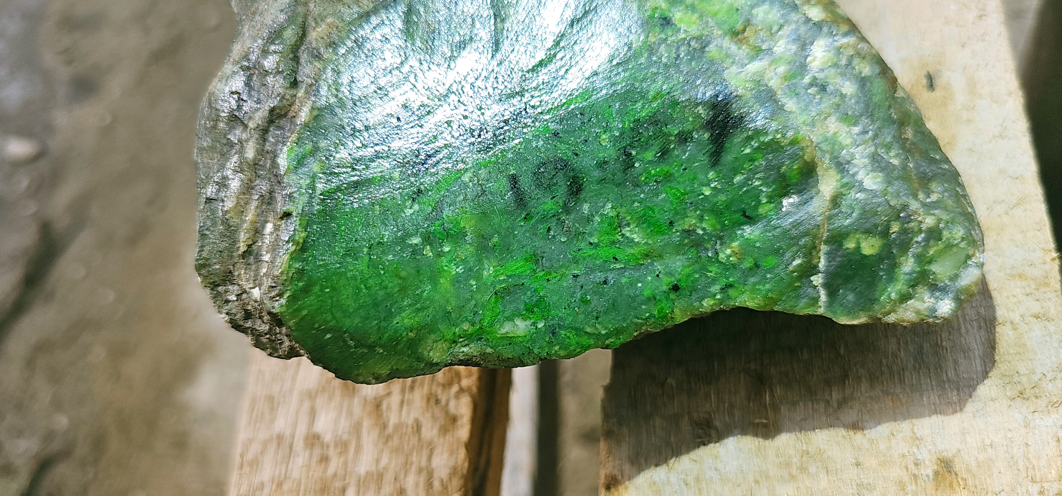 Aceh Natural Deep Forest Green Nephrite Jade with Textured Rough Surface and Vivid Mineral Highlights Rough Stone - 1.2 KG