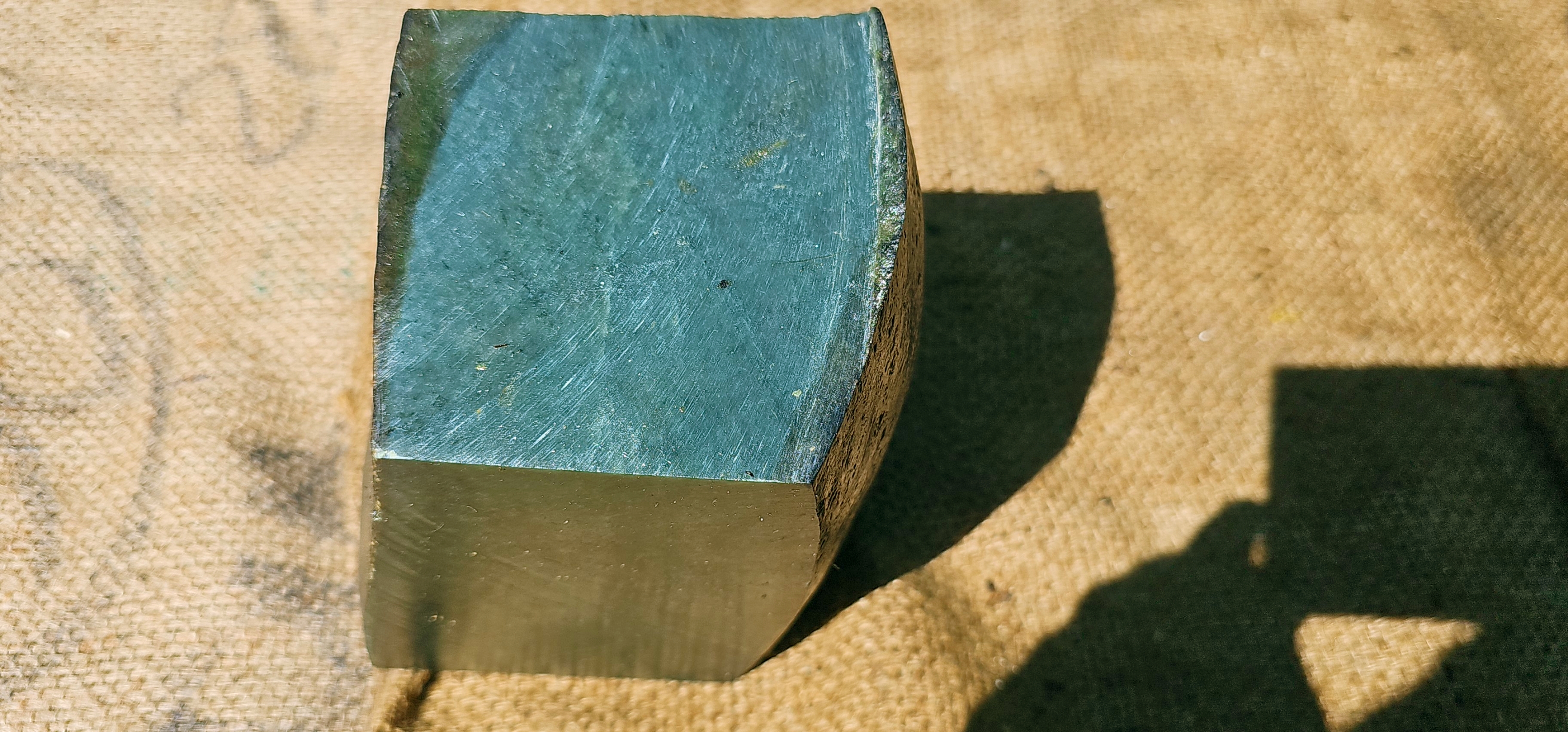 Aceh Natural Deep Nephrite Jade with Charcoal Veining and Smooth Sawn Facets Rough Stone – 6.6 KG