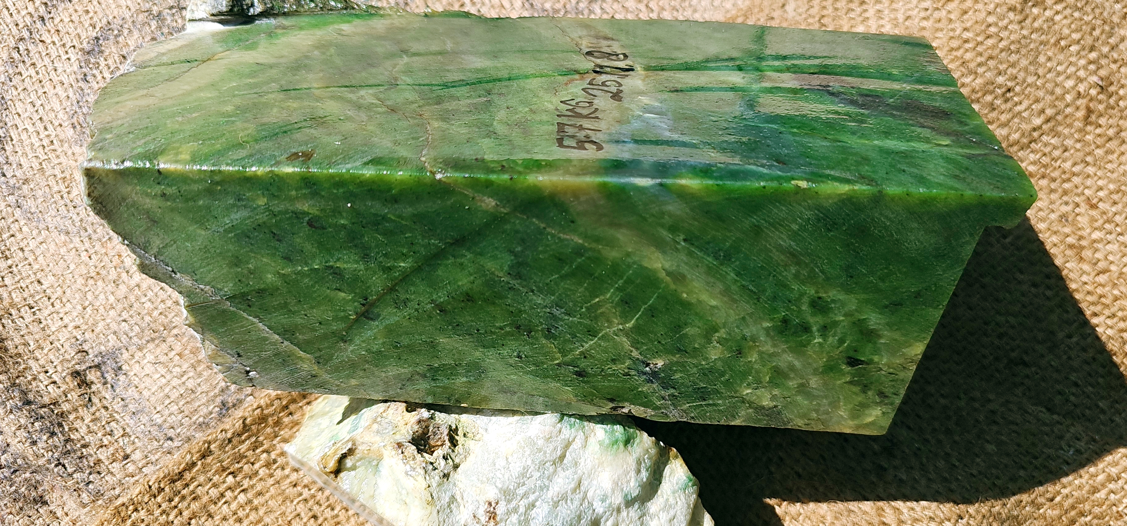 Aceh Natural Moss and Forest Green Nephrite Jade with Organic Clouded Veining Rough Stone – 5.7 KG