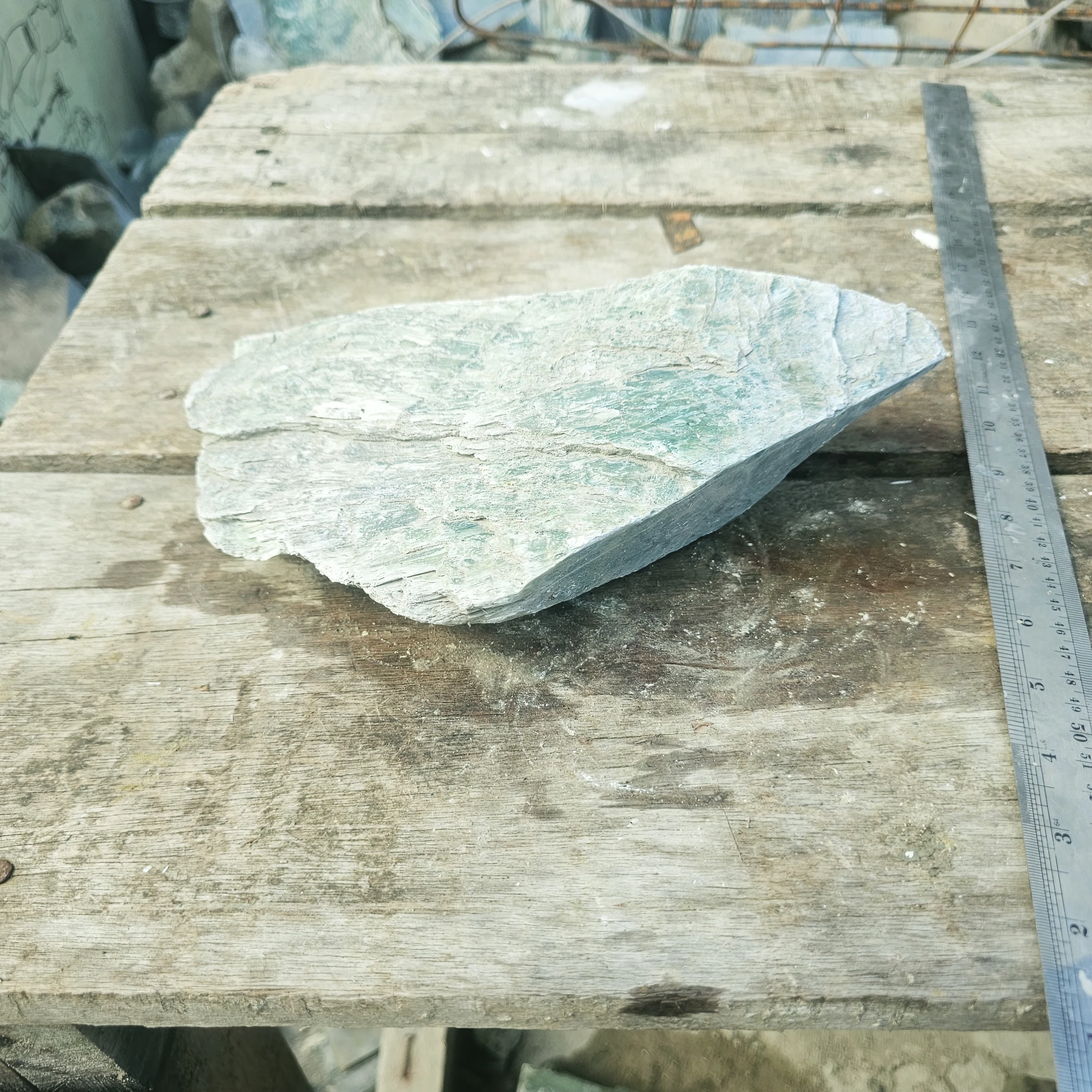 Aceh Natural Gray-Green Nephrite Jade with Textured Striations and Irregular Rough Contours – 2.8 KG