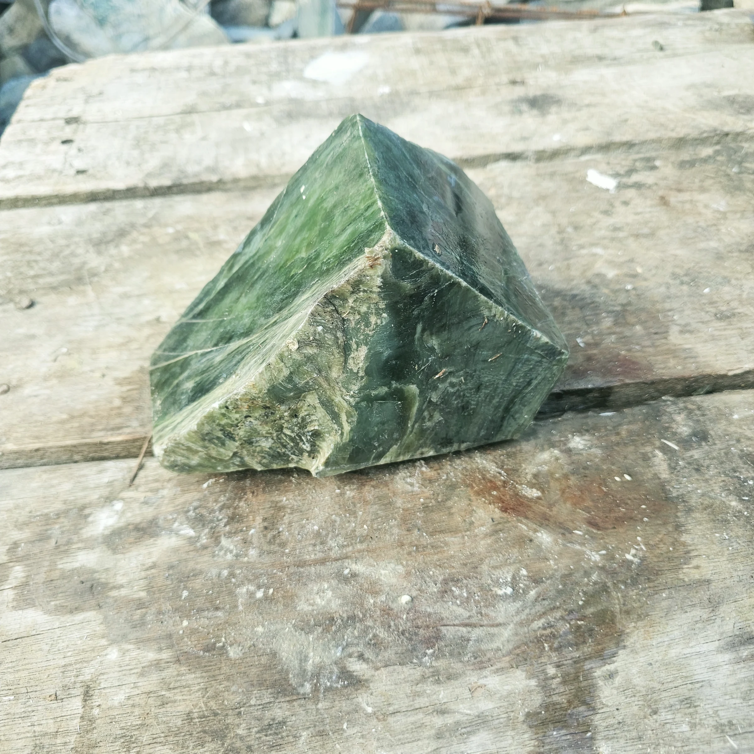 Aceh Natural Deep Forest Green Nephrite Jade with Organic Clouded Veining Rough Stone – 3.1 KG