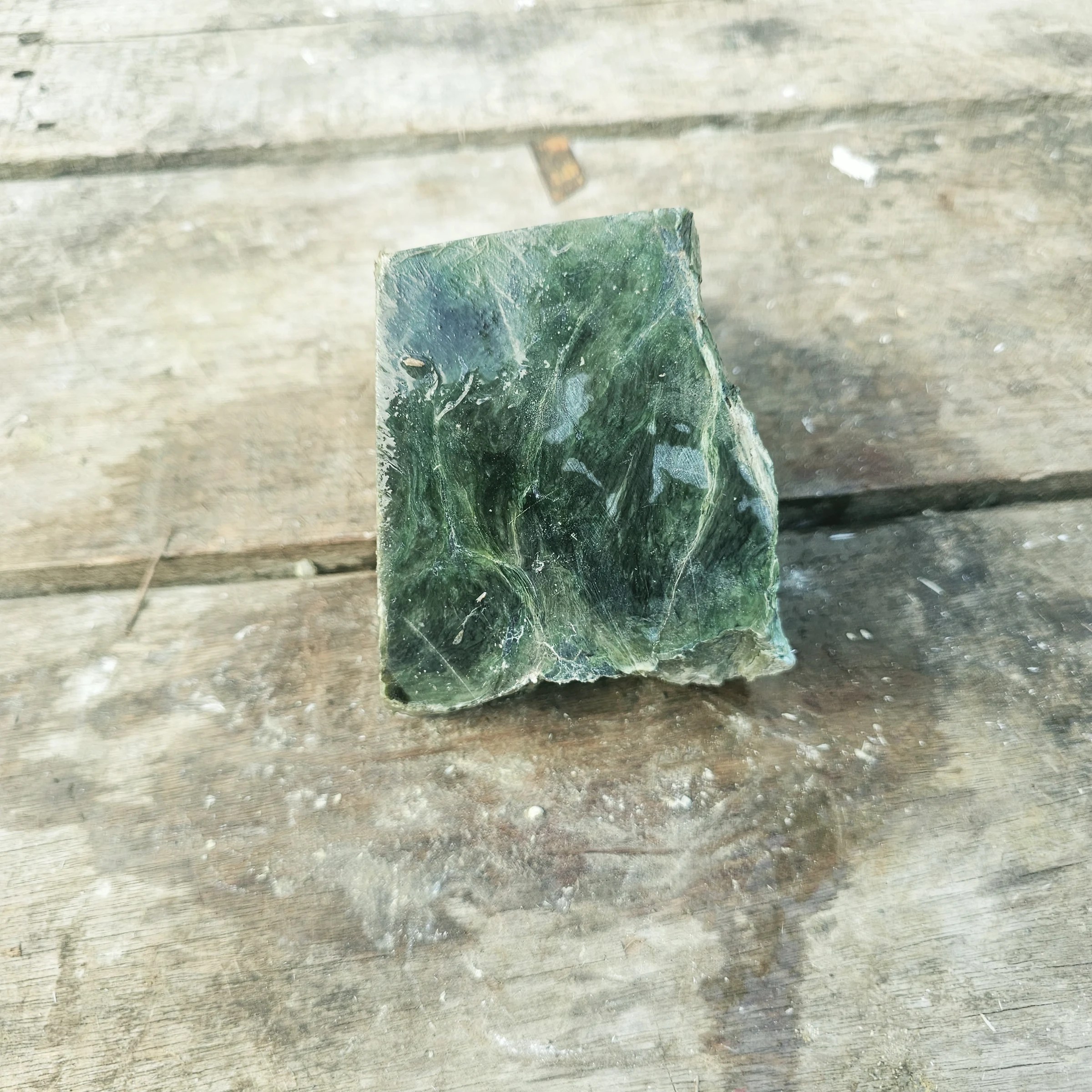 Aceh Natural Deep Forest Green Nephrite Jade with Organic Clouded Veining Rough Stone – 3.1 KG