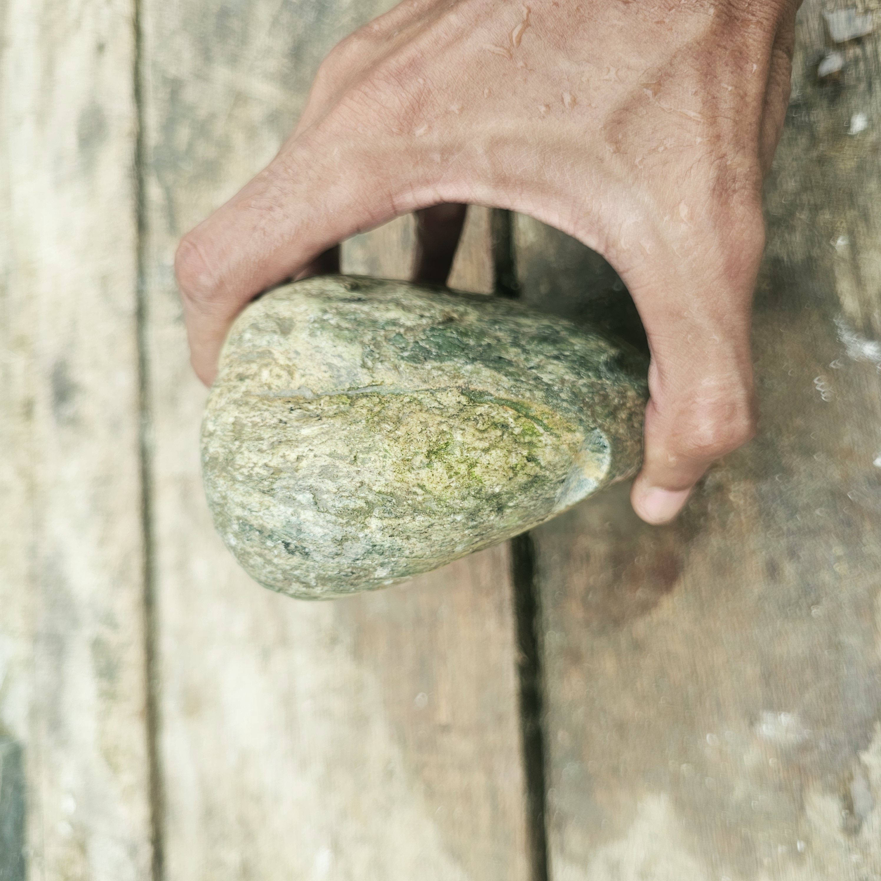 Aceh Natural Moss Green and Gray Nephrite Jade Rough Stone with Fine Veining and Smooth Contours – 1.8 KG