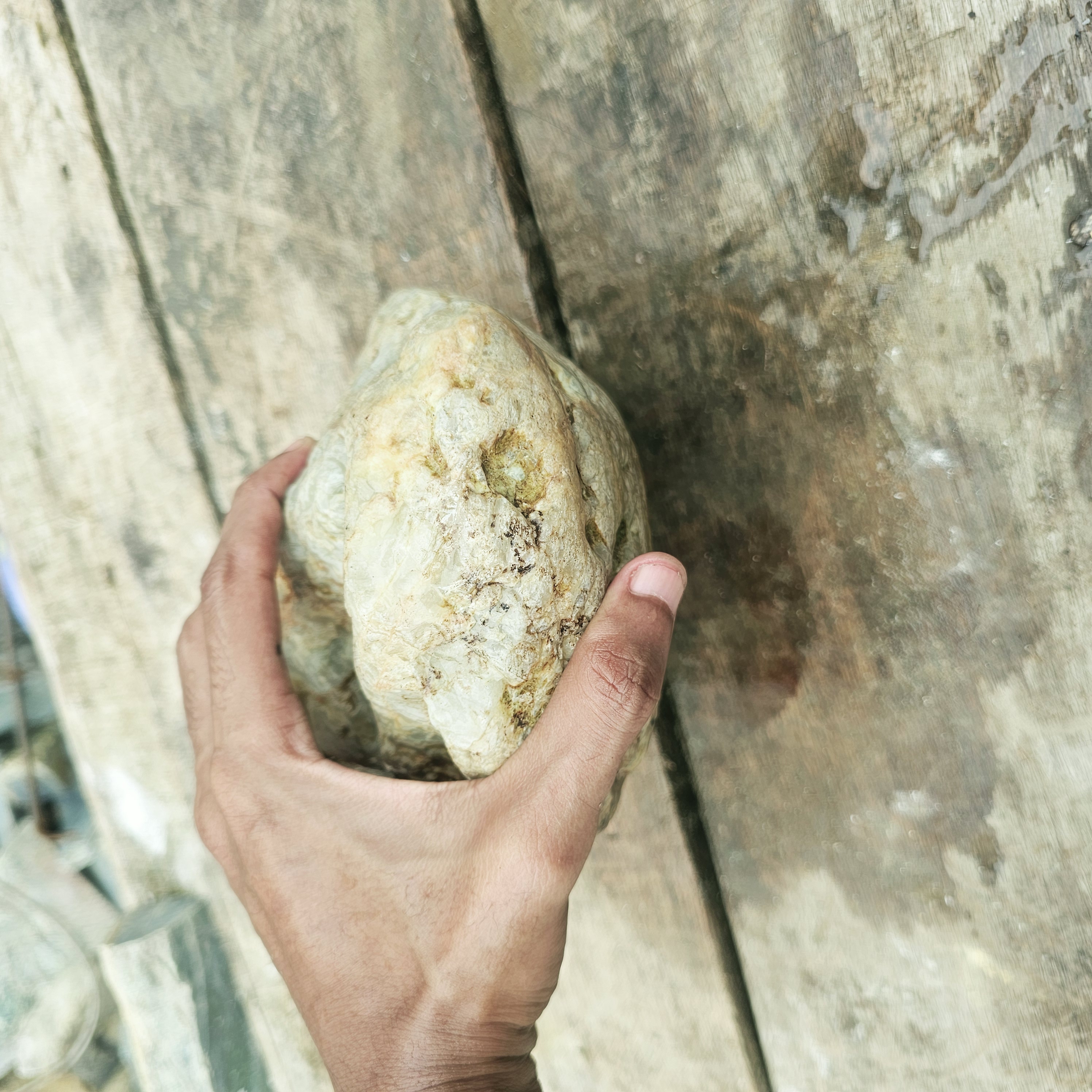 Aceh Natural Gray-Green Ice Jade with Brownish Weathered Patches and Rough Contour Stone – 7 KG