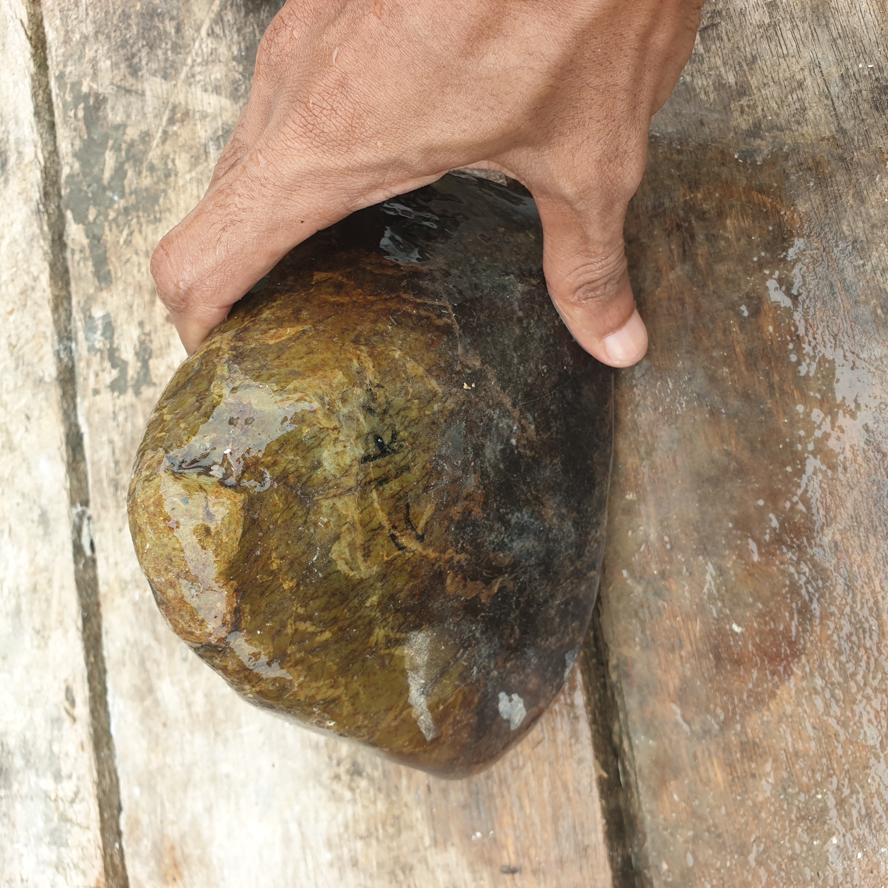 Aceh Natural Deep Blackjade with Olive Green Undertones and Organic Surface Contours Rough Stone – 2.1 KG
