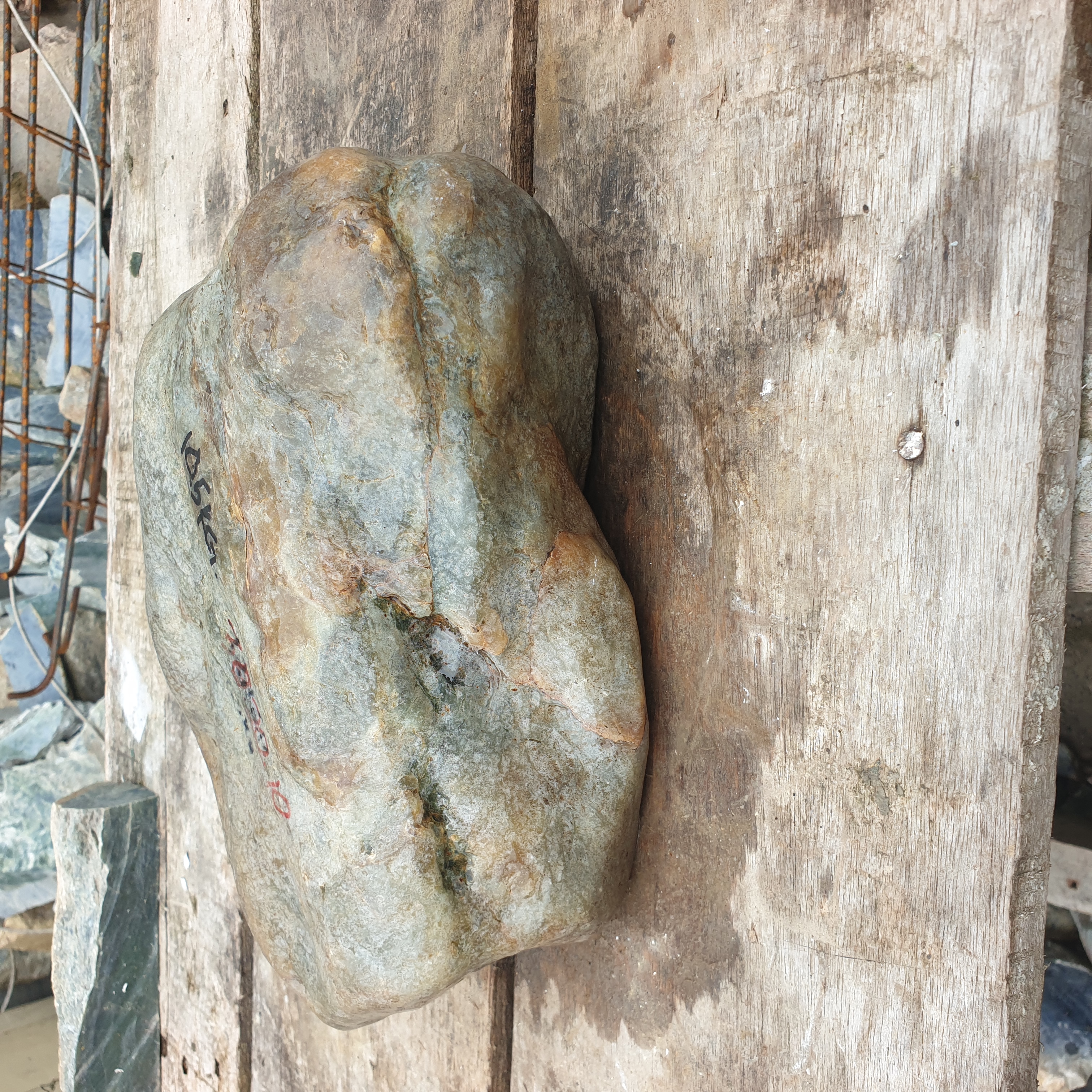 Aceh Natural Gray Green Nephrite Jade with Warm Earthy Brown Undertones and Smooth Natural Contours Rough Stone – 10.5 KG