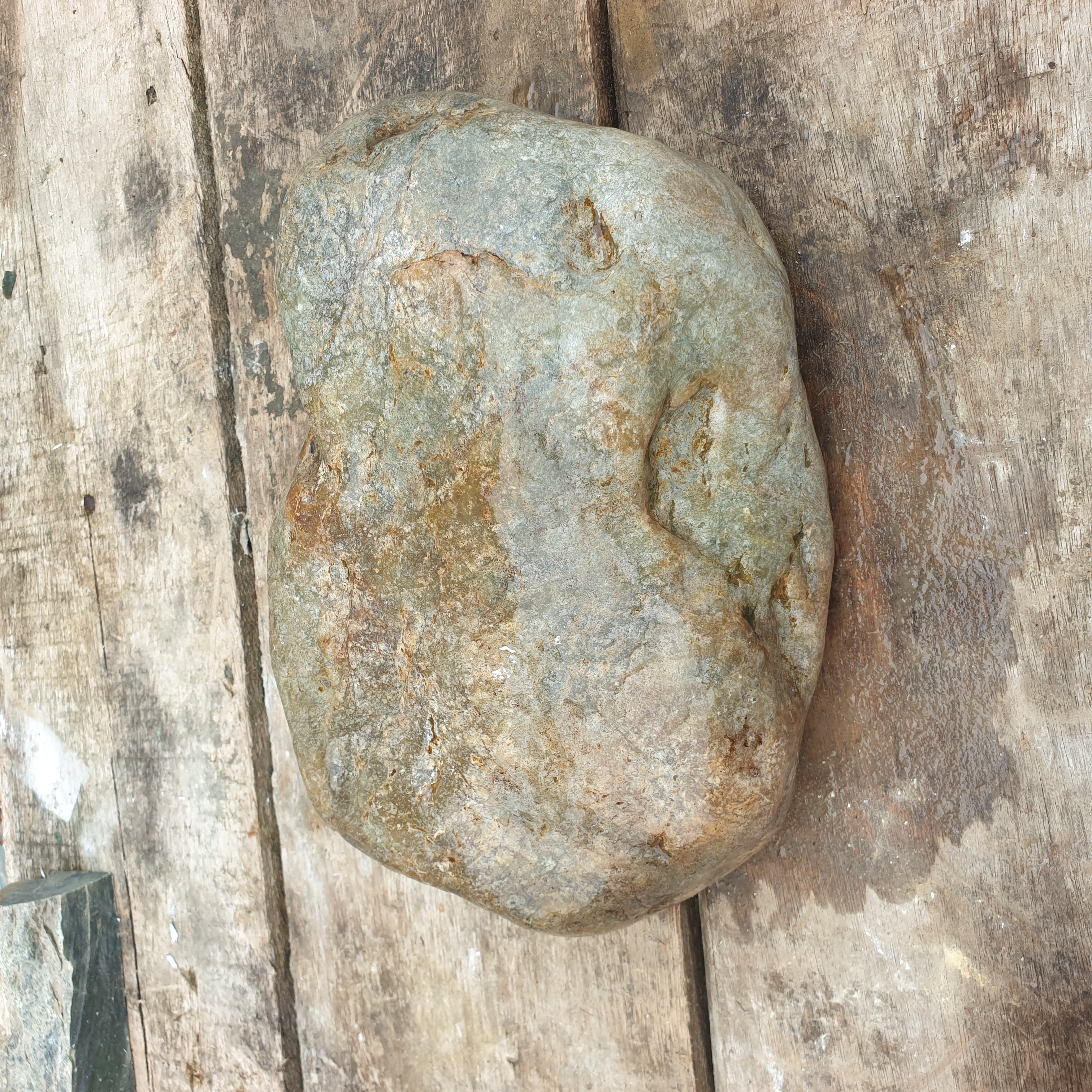 Aceh Natural Gray Green Nephrite Jade with Warm Earthy Brown Undertones and Smooth Natural Contours Rough Stone – 10.5 KG
