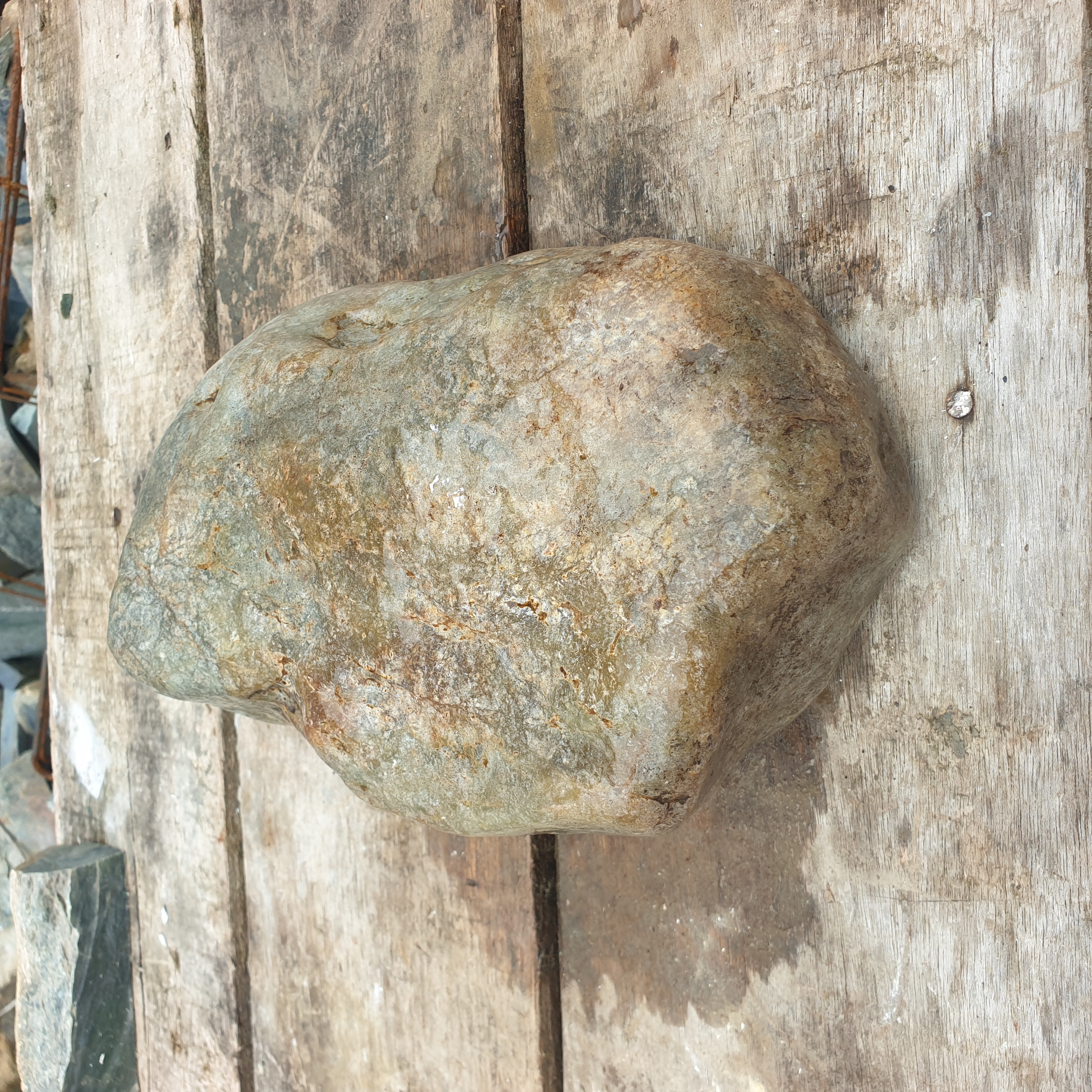 Aceh Natural Gray Green Nephrite Jade with Warm Earthy Brown Undertones and Smooth Natural Contours Rough Stone – 10.5 KG