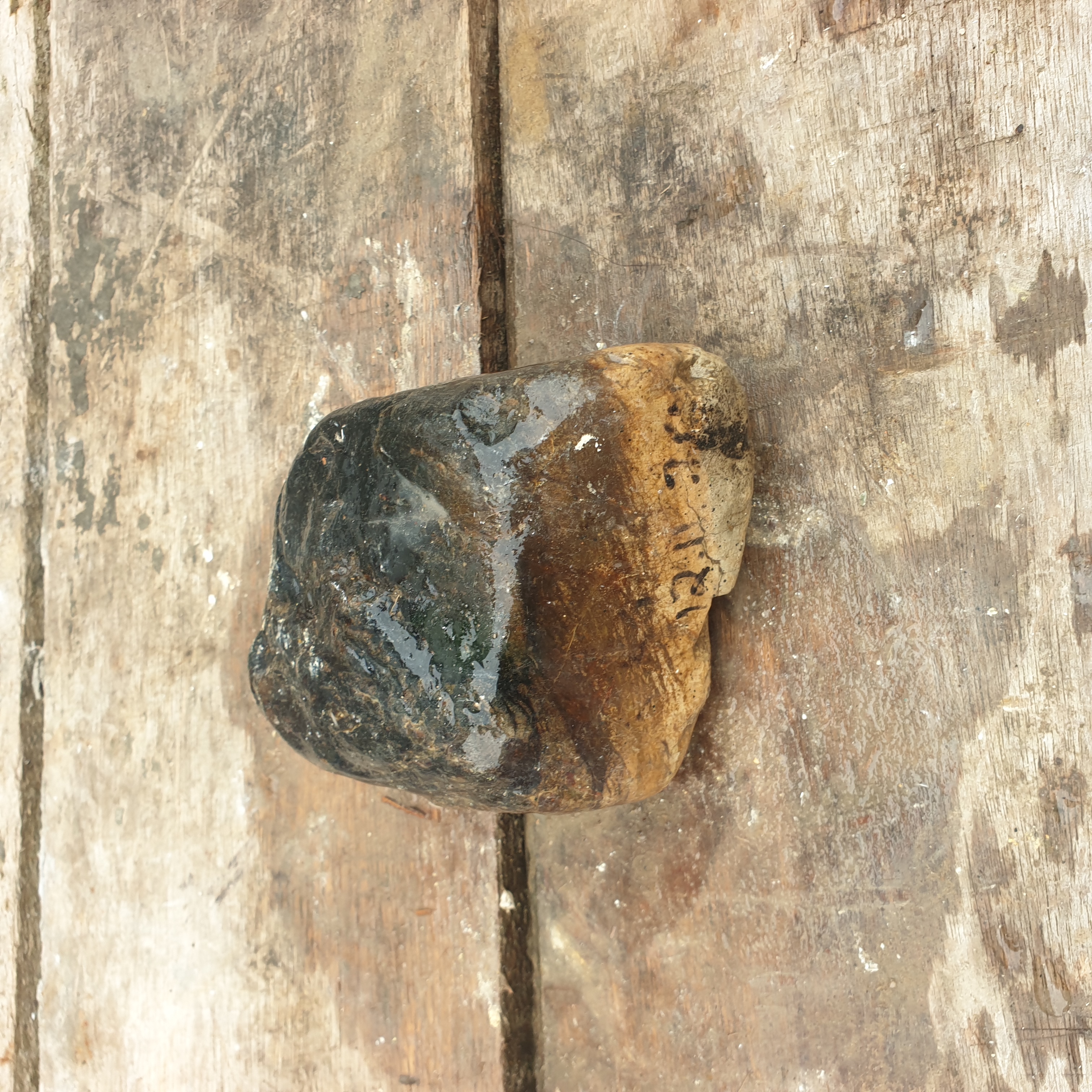Aceh Natural Deep Blackjade with Warm Brownish-Tan Capping and Organic Surface Texture Rough Stone – 2 KG