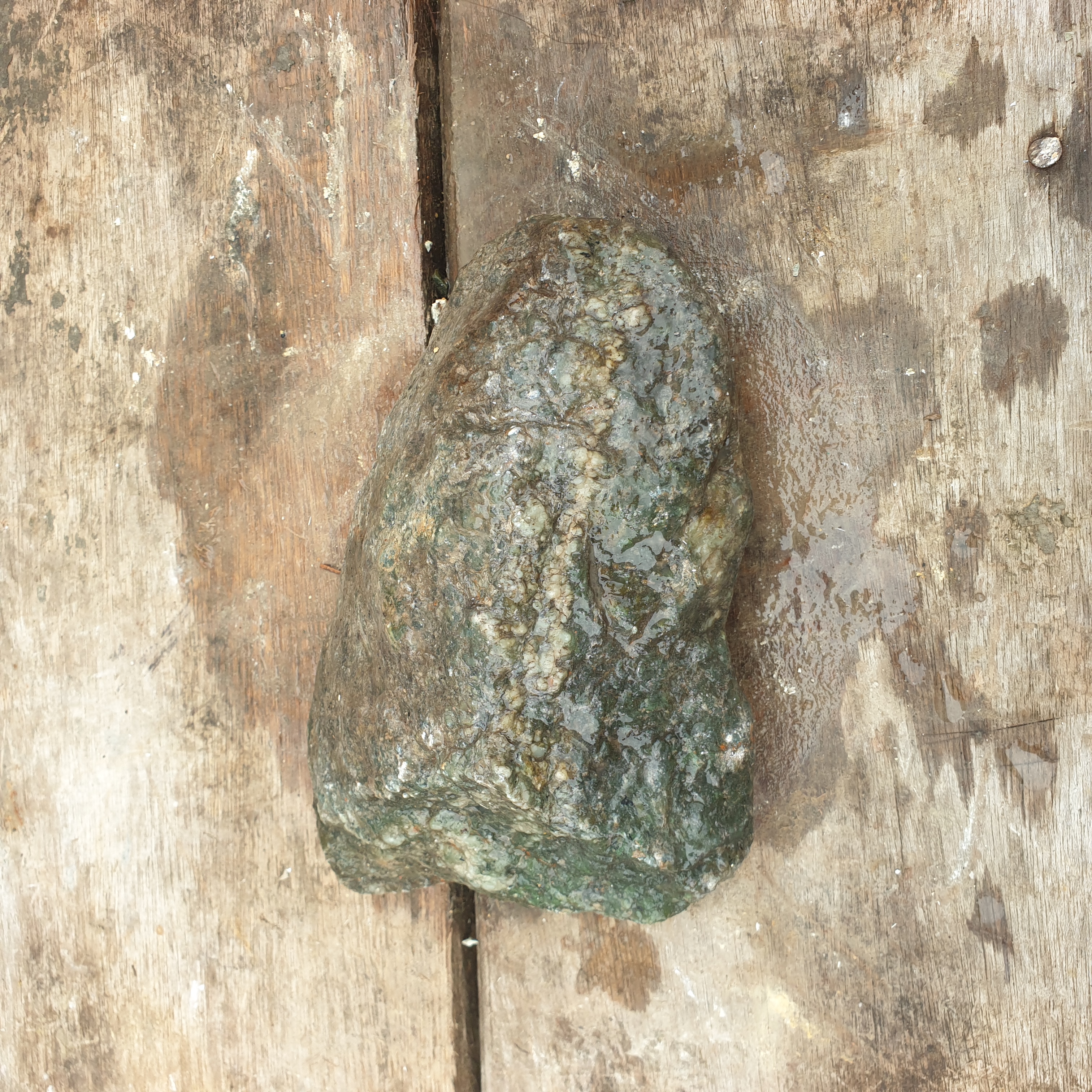 Aceh Natural Deep Moss Green Nephrite Jade with Textured Rough Surface and Organic Mineral Veining Rough Stone – 2.1 KG