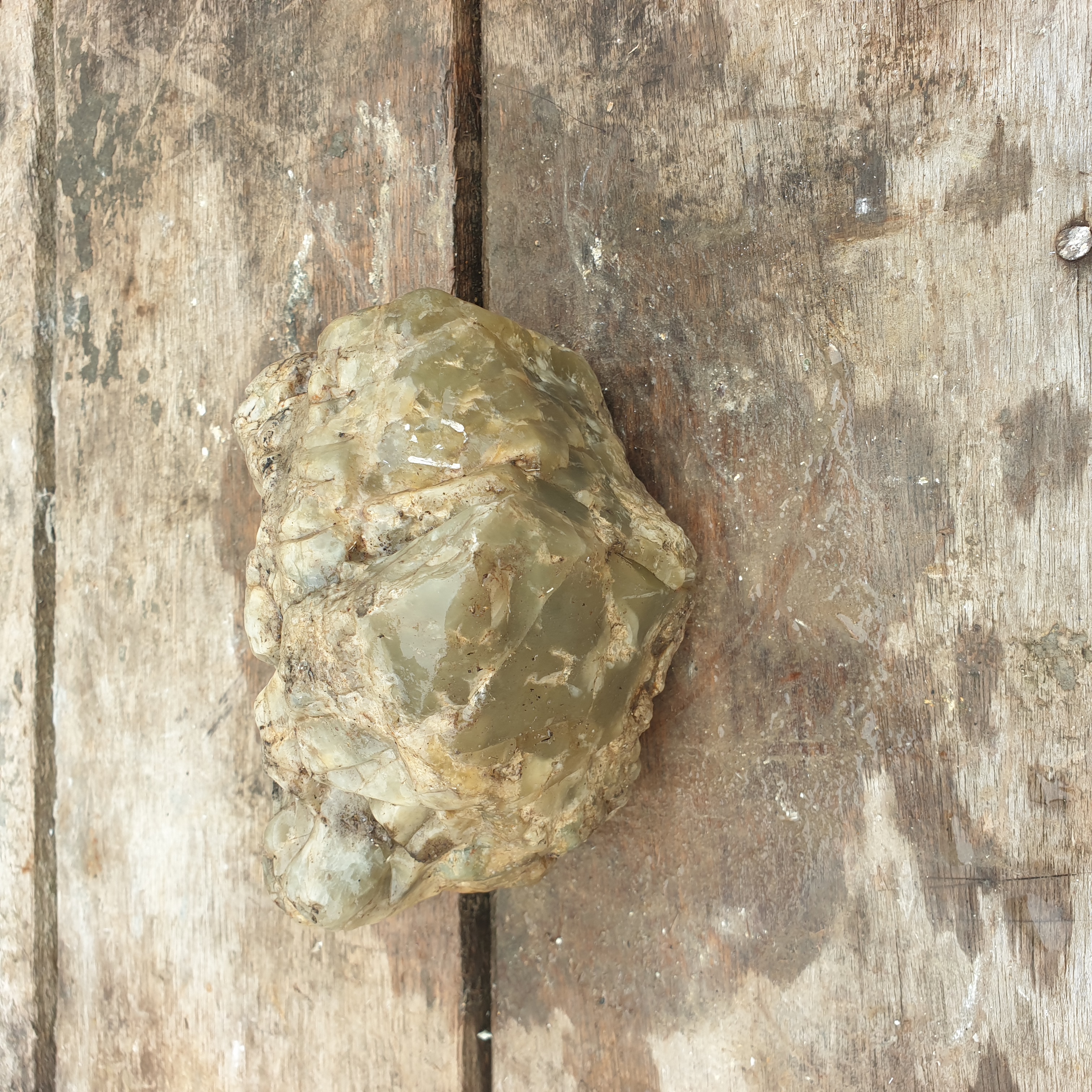Aceh Natural Gray-Green Ice Jade Rough Stone with Organic Weathered Surface Textures – 3.2 KG
