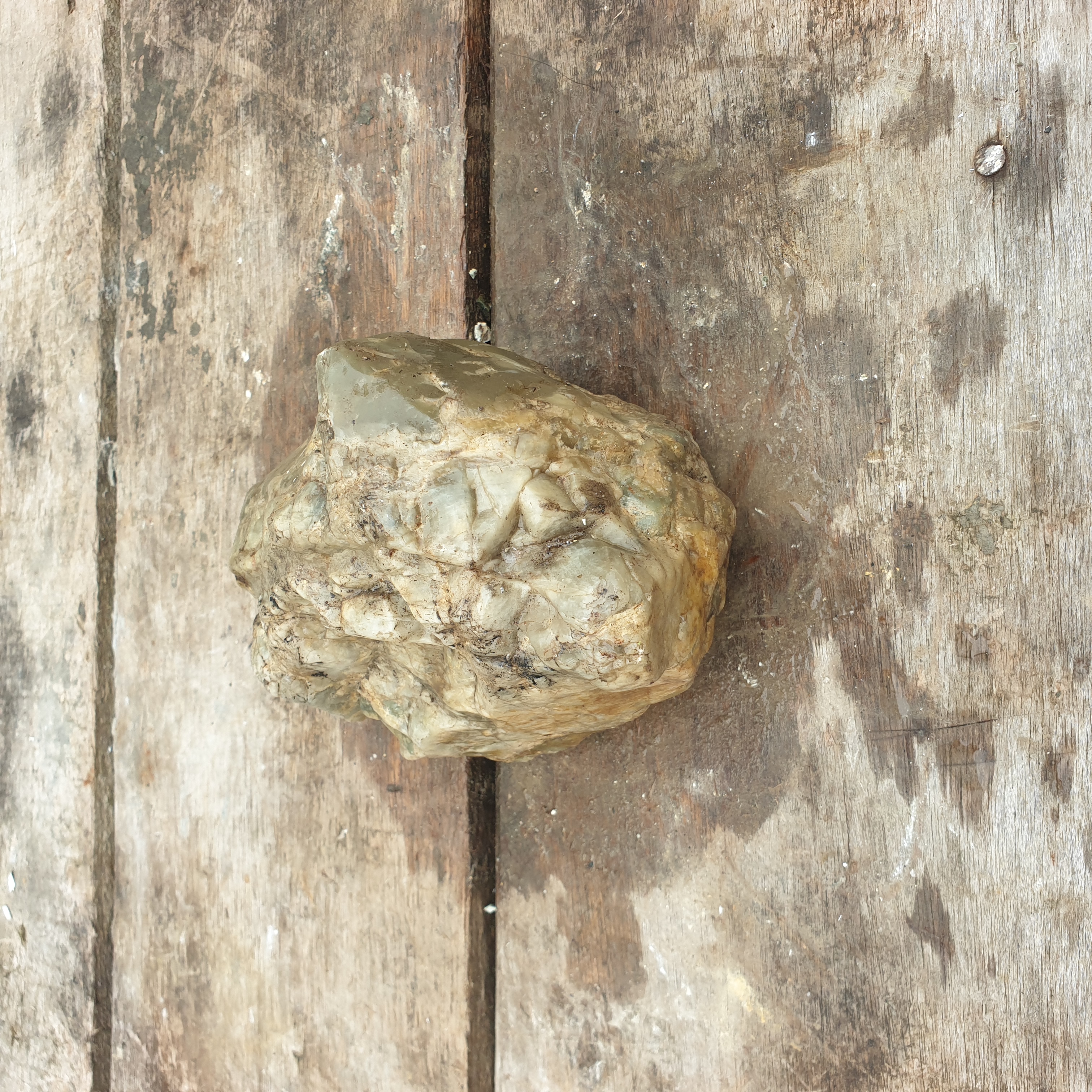 Aceh Natural Gray-Green Ice Jade Rough Stone with Organic Weathered Surface Textures – 3.2 KG